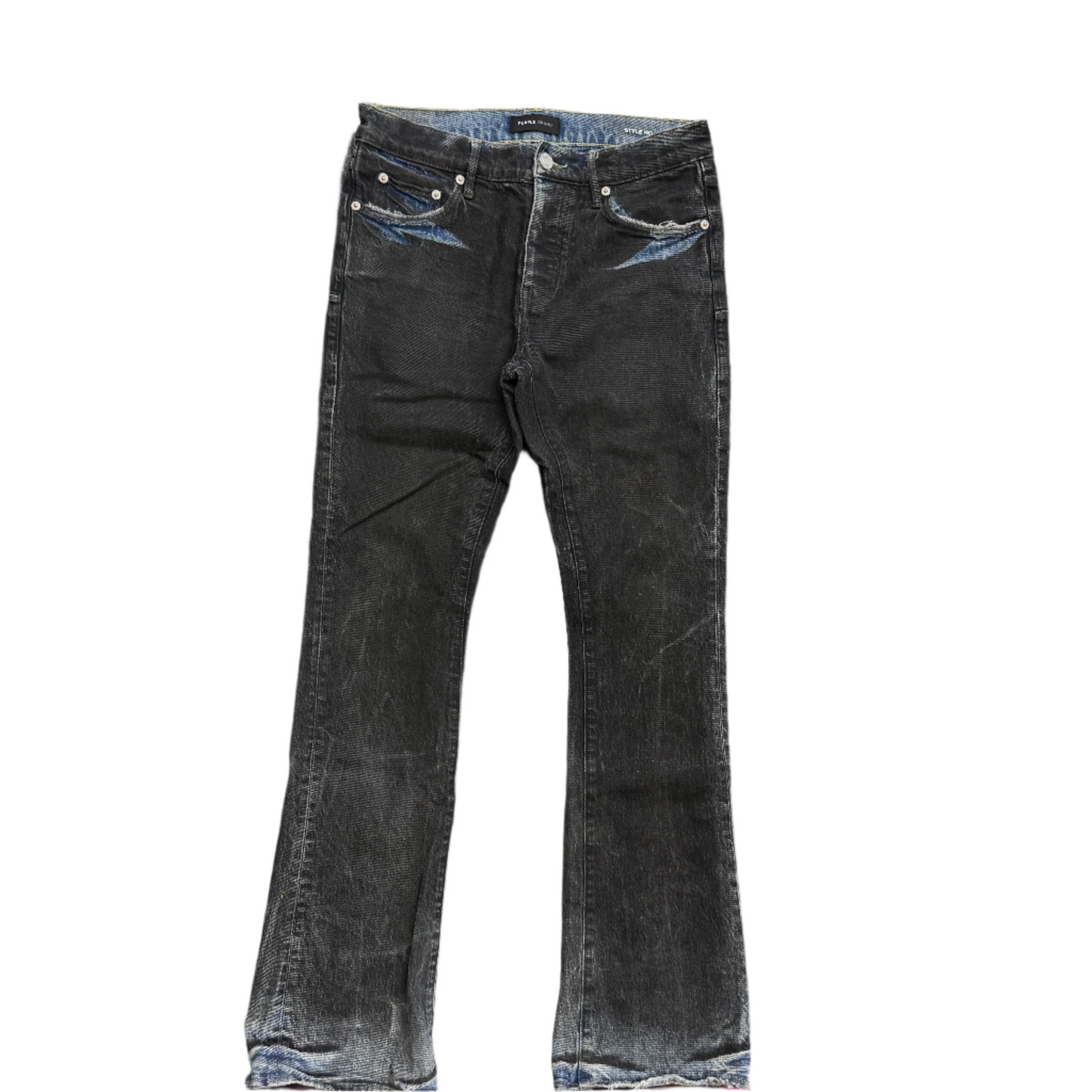 Purple Brand Dirty Coated Flare Jeans Black