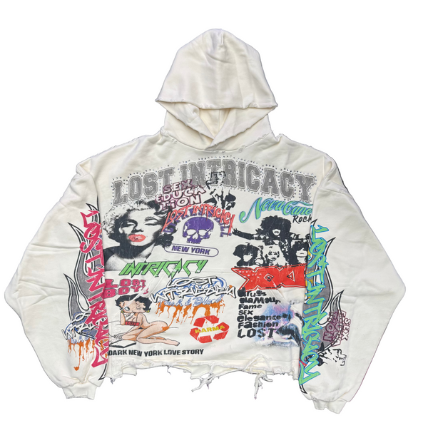 Lost Intricacy All Over Print Hoodie Cream