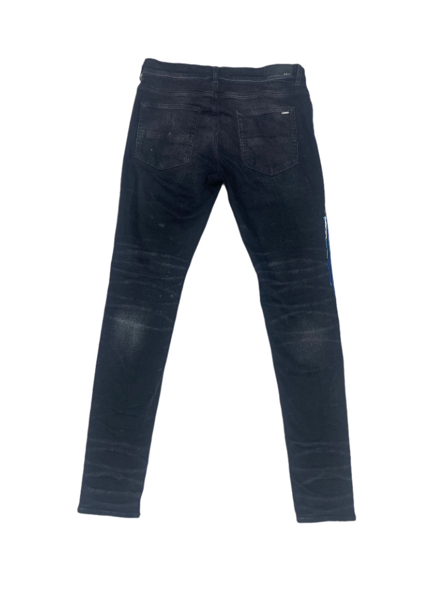 Amiri Paint Drip Logo Aged Jeans Black