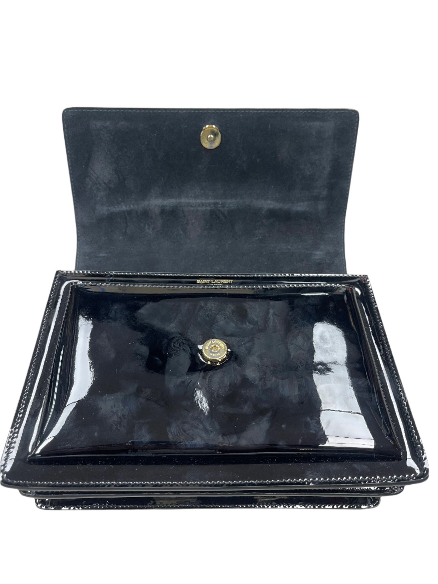 YSL Sunset Chain Bag Patent Leather Black