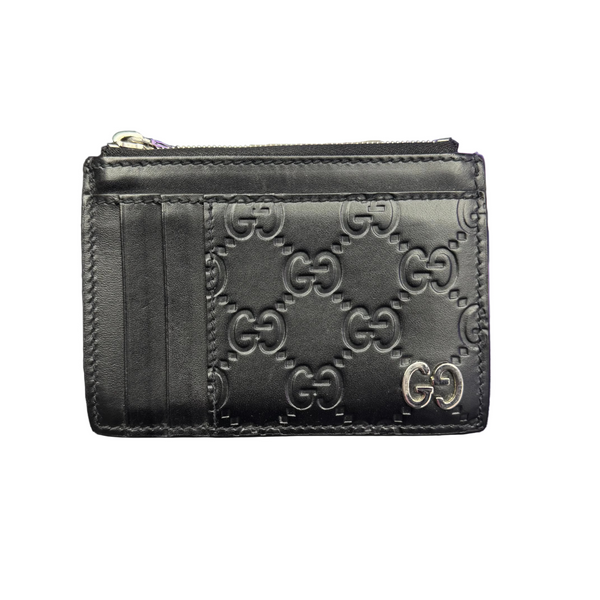 Gucci Signature GG Embossed Leather Card Case Black
