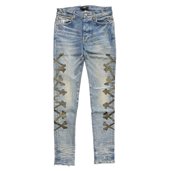 Amiri Camo Bones Jeans Clay Indigo
