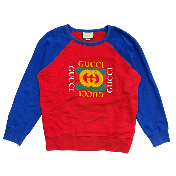 Gucci Logo Printed Sweatshirt Red Blue
