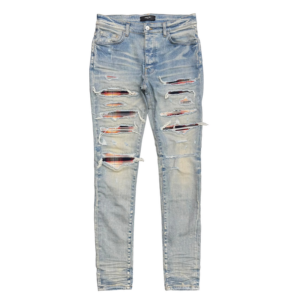 Amiri Plaid Bandana Thrasher Jeans Blue