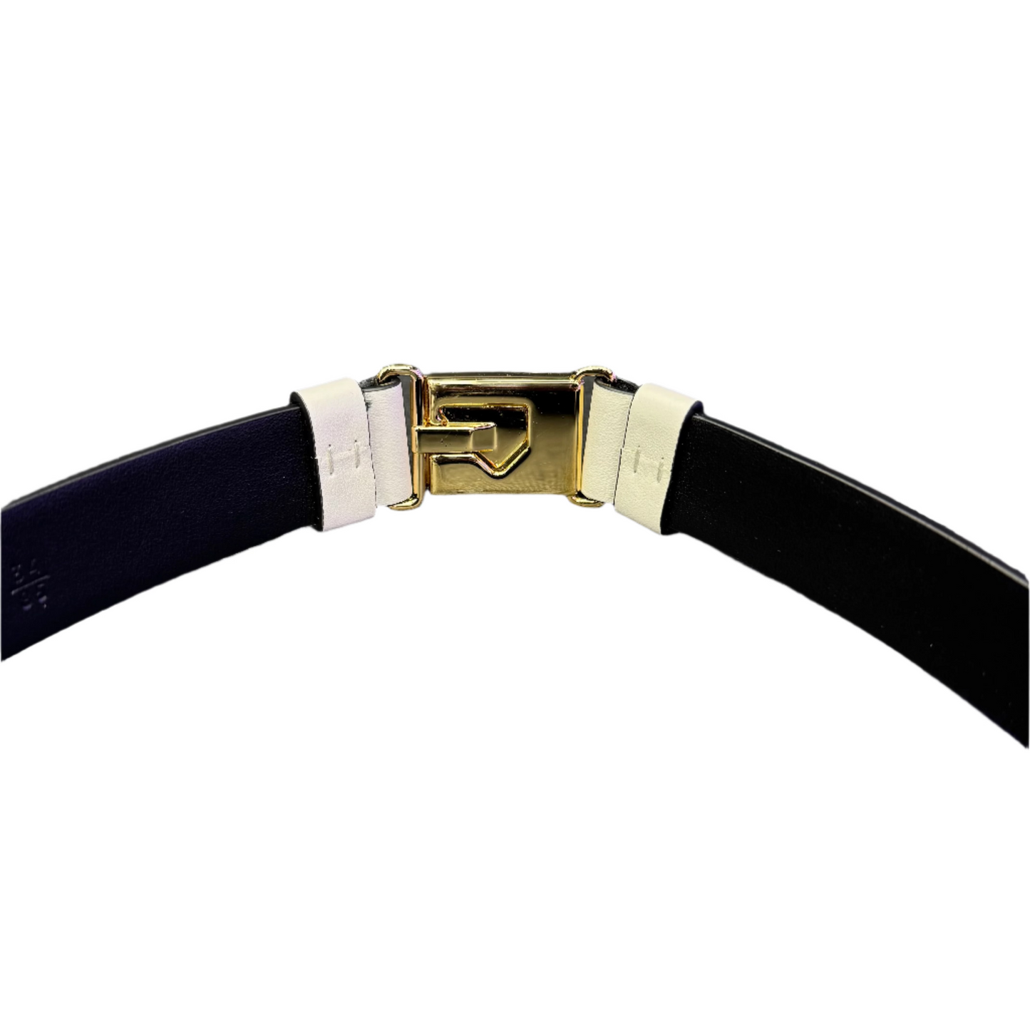 Prada Enameled Metal Triangle Logo Leather Belt White
