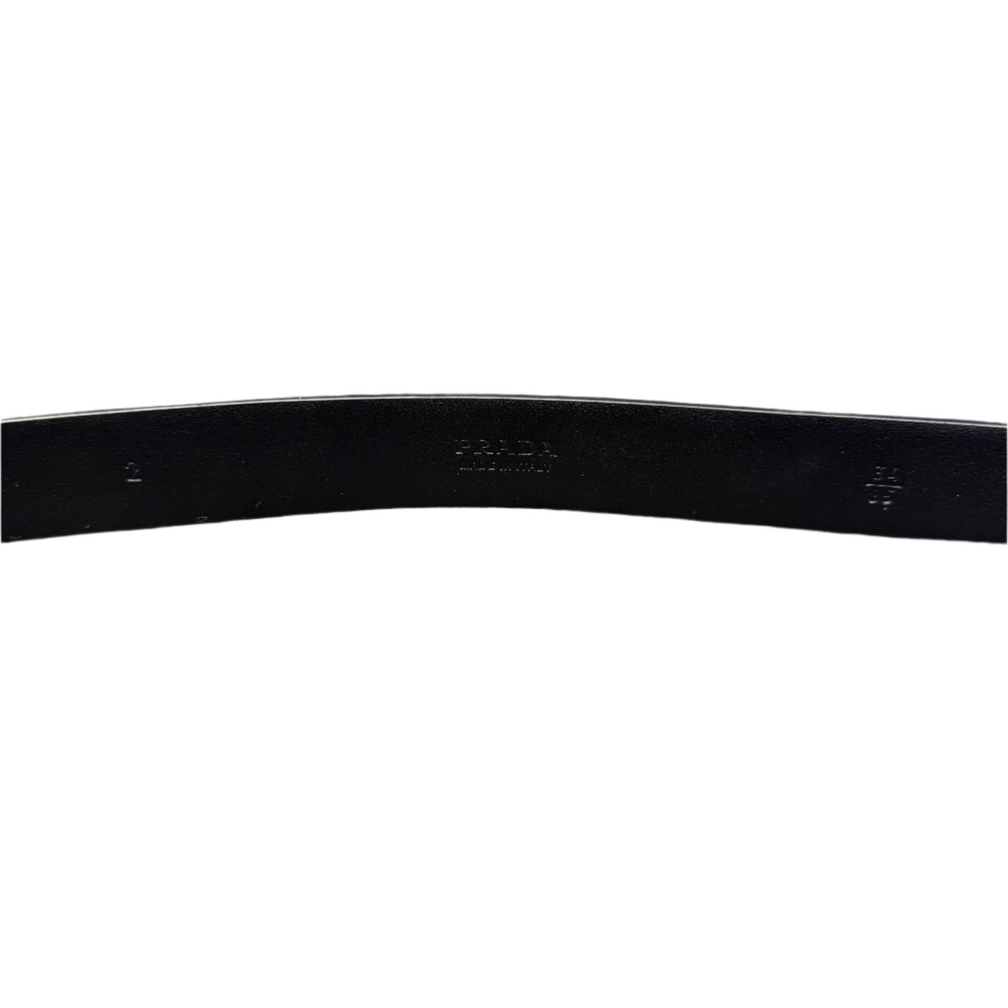Prada Enameled Metal Triangle Logo Leather Belt White