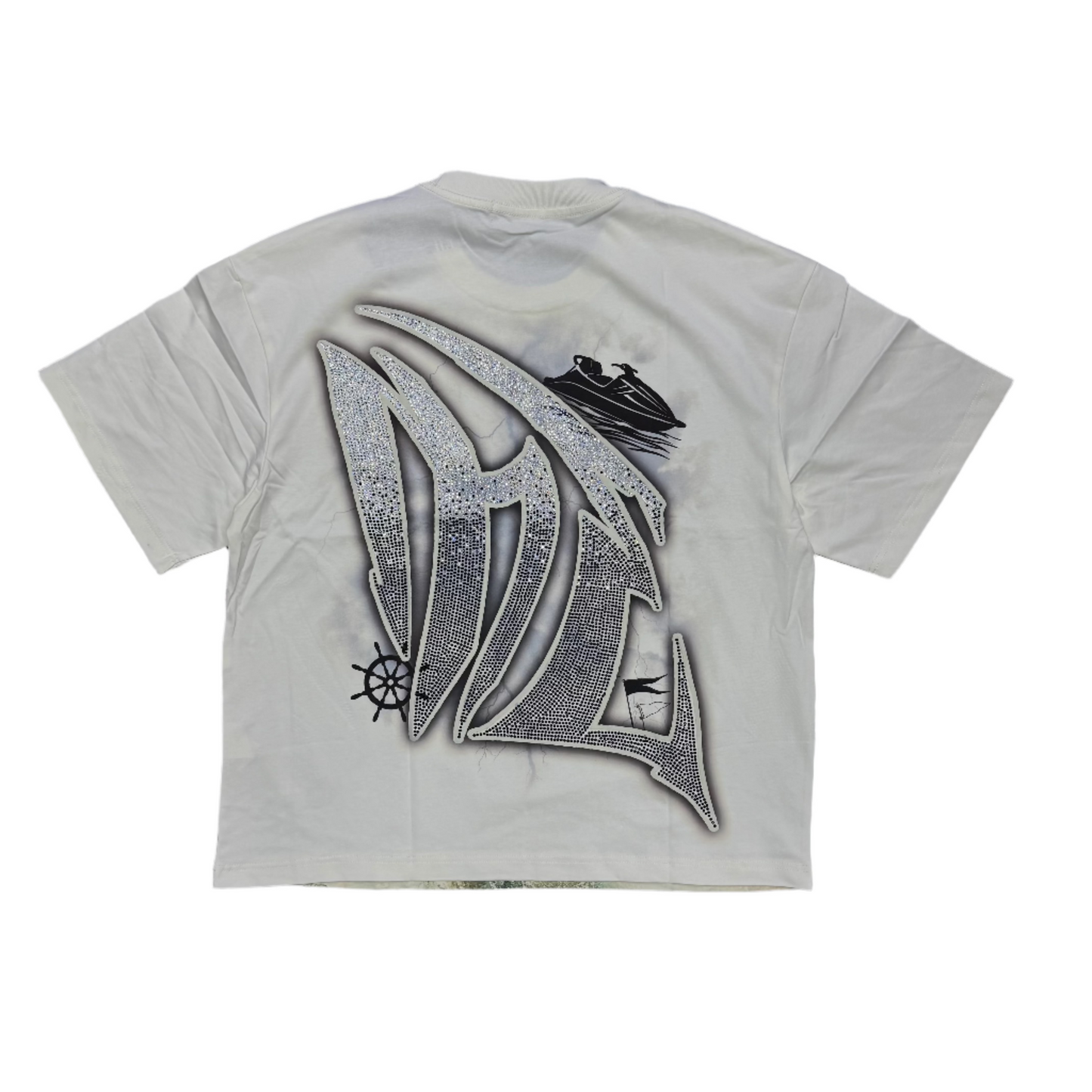 Mixed Emotion Jetski Rhinestone Tee White