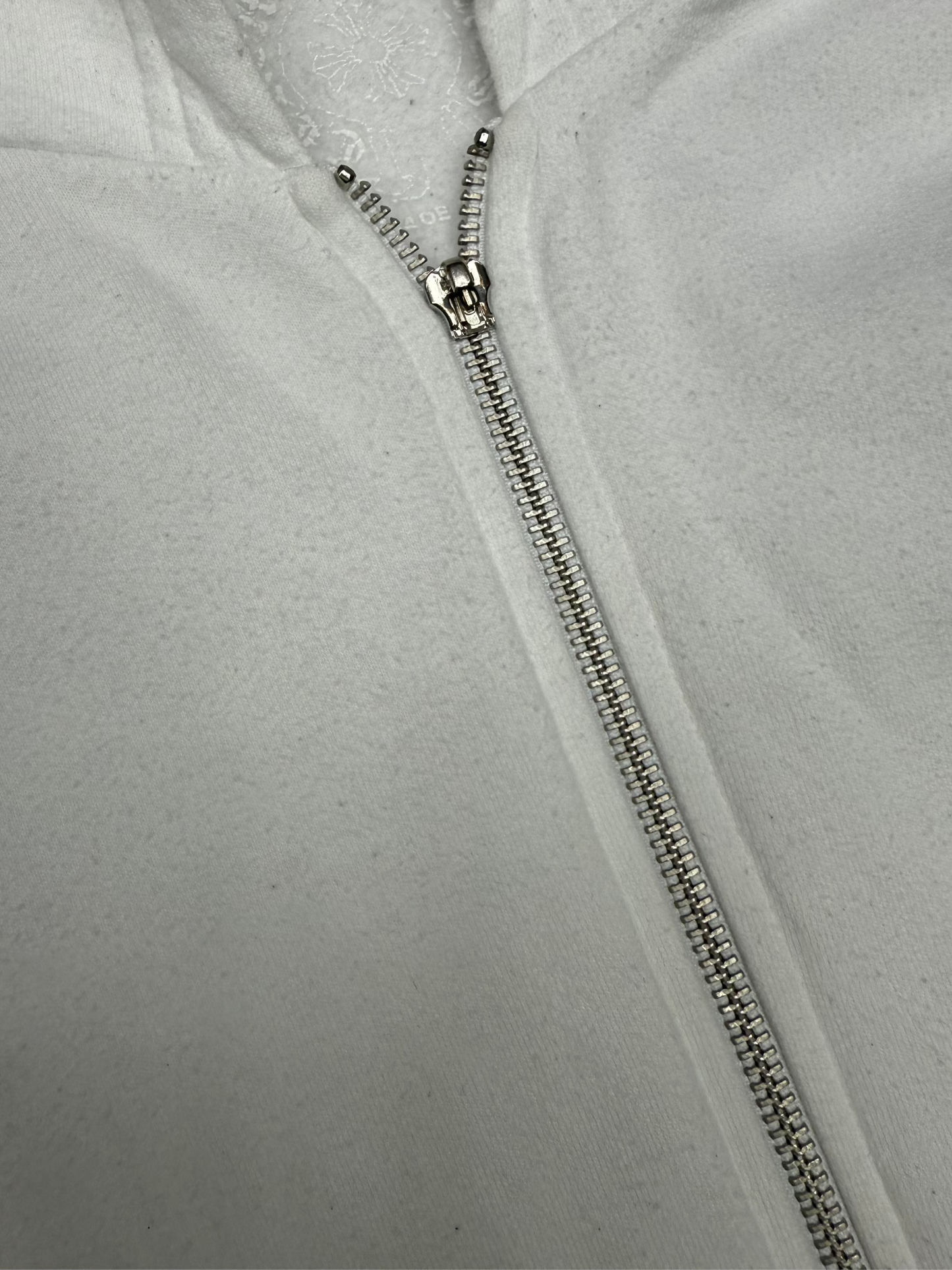 Chrome Hearts Vertical Logo Zip Up Hoodie White