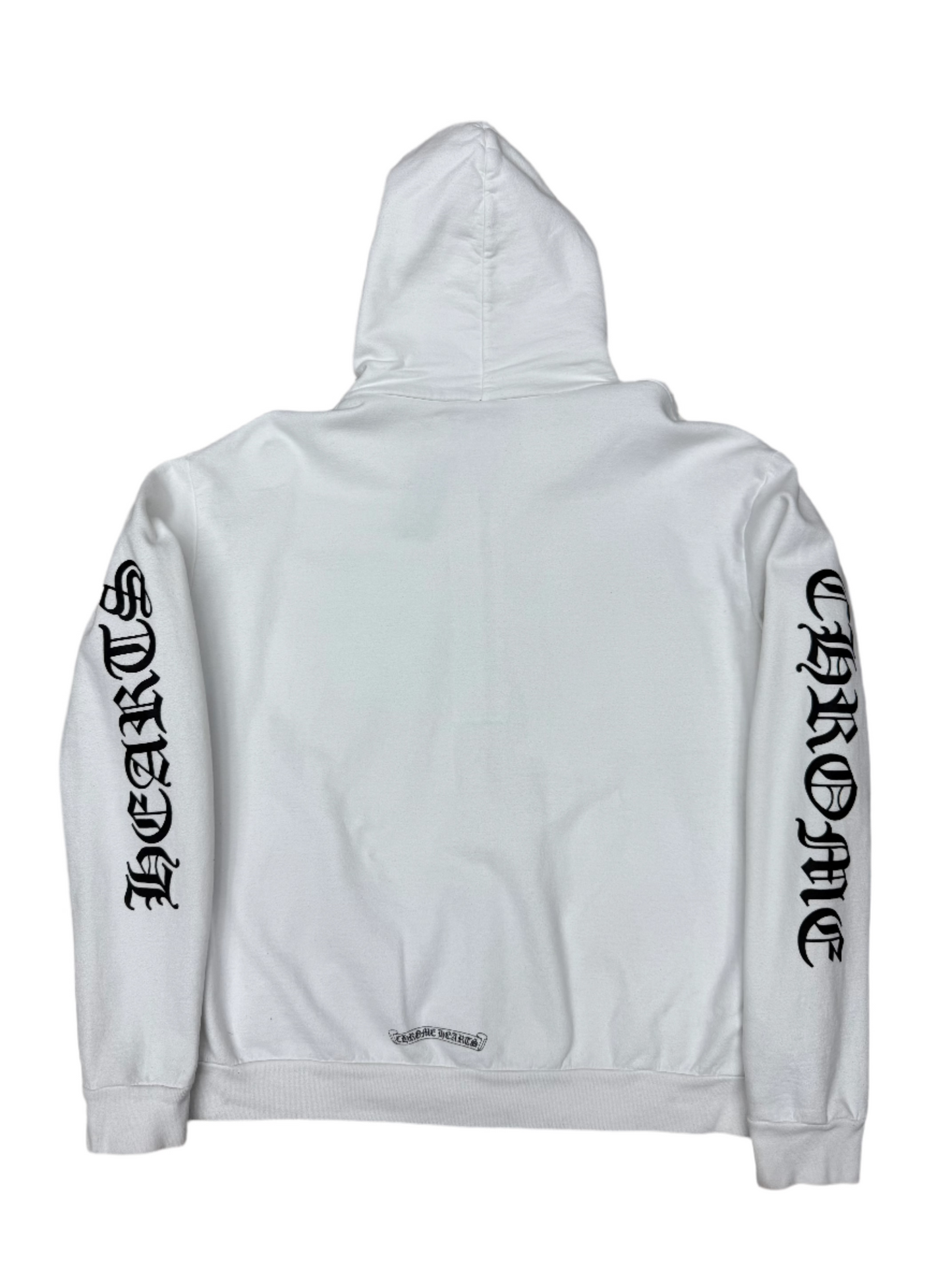 Chrome Hearts Vertical Logo Zip Up Hoodie White