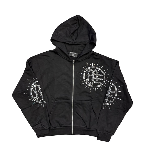 Mixed Emotions Eclipse Rhinestone Hoodie Black