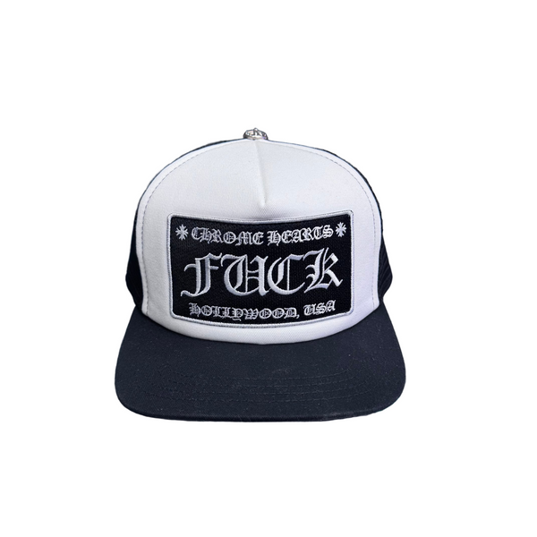 Chrome Hearts F**K Hollywood Trucker Hat Black White