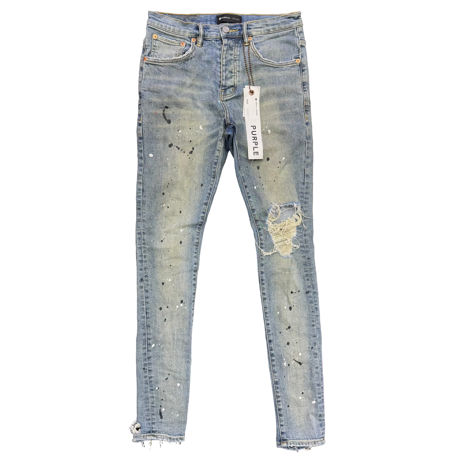 Purple Brand Paint Splatter Distressed Jeans Blue