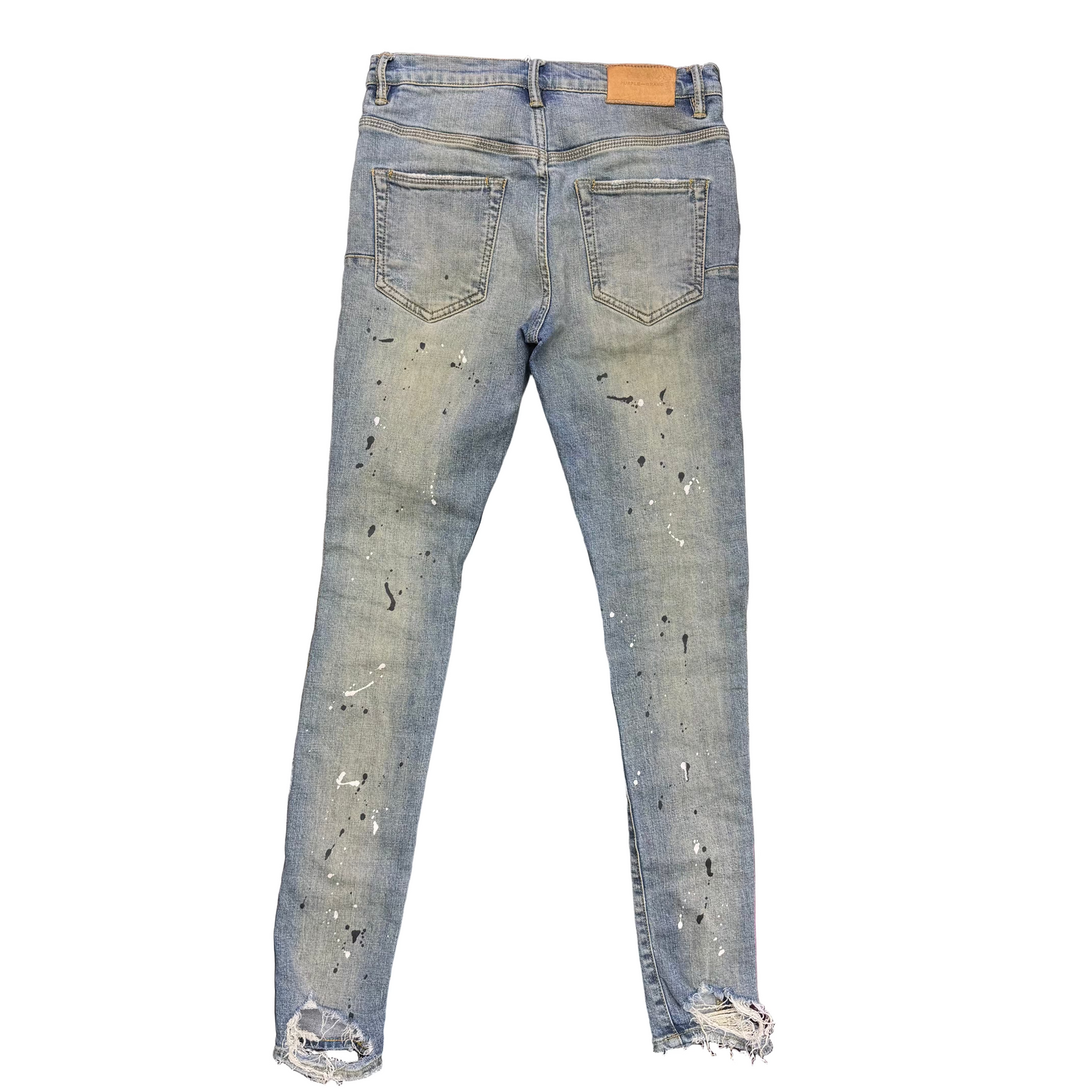 Purple Brand Paint Splatter Distressed Jeans Blue