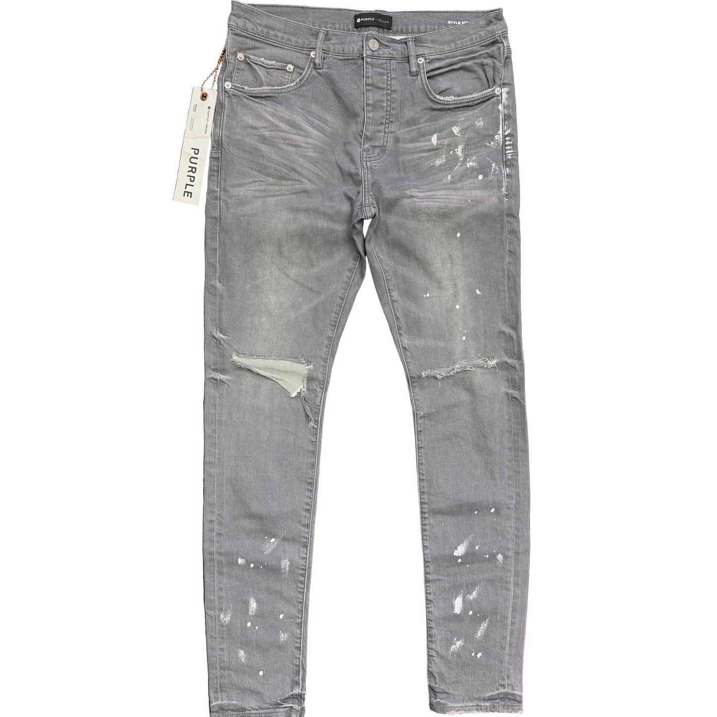 Purple Brand Worn Knee Slit Jeans Grey