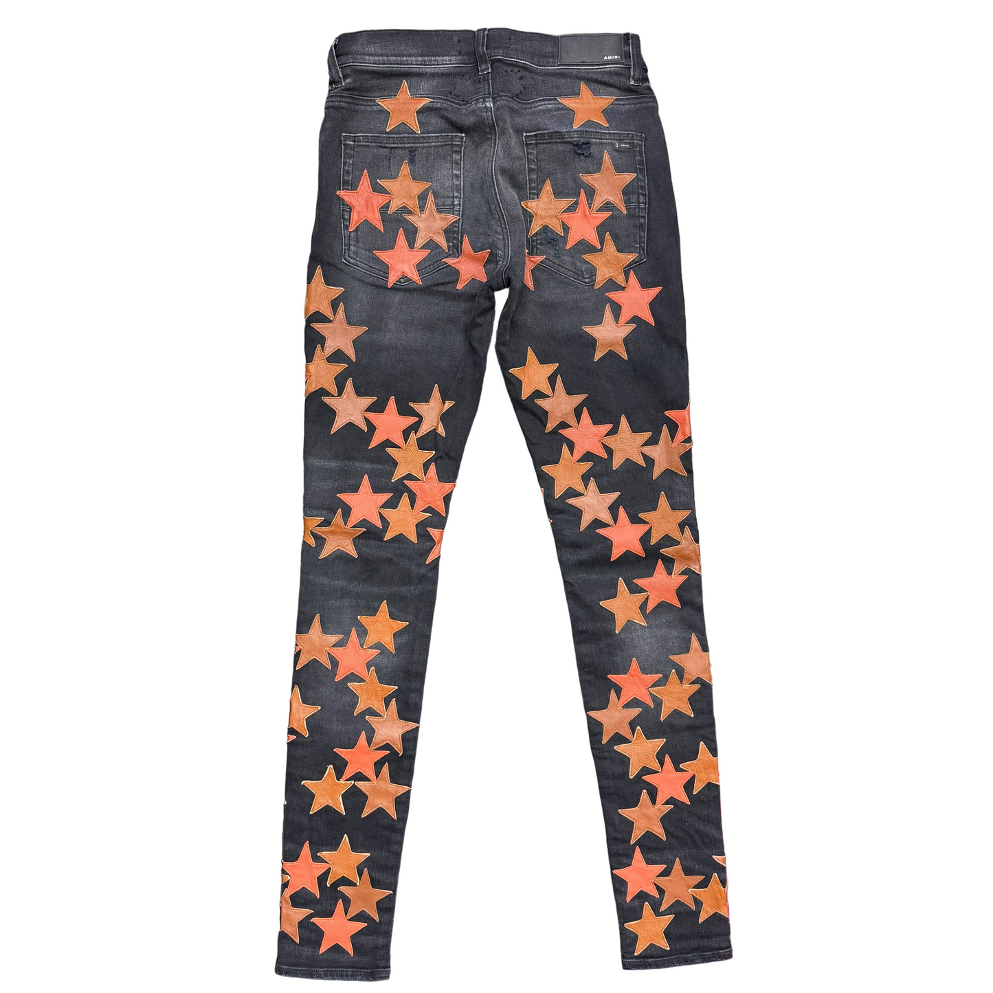 Amiri Chemist Leather Stars Jeans Black