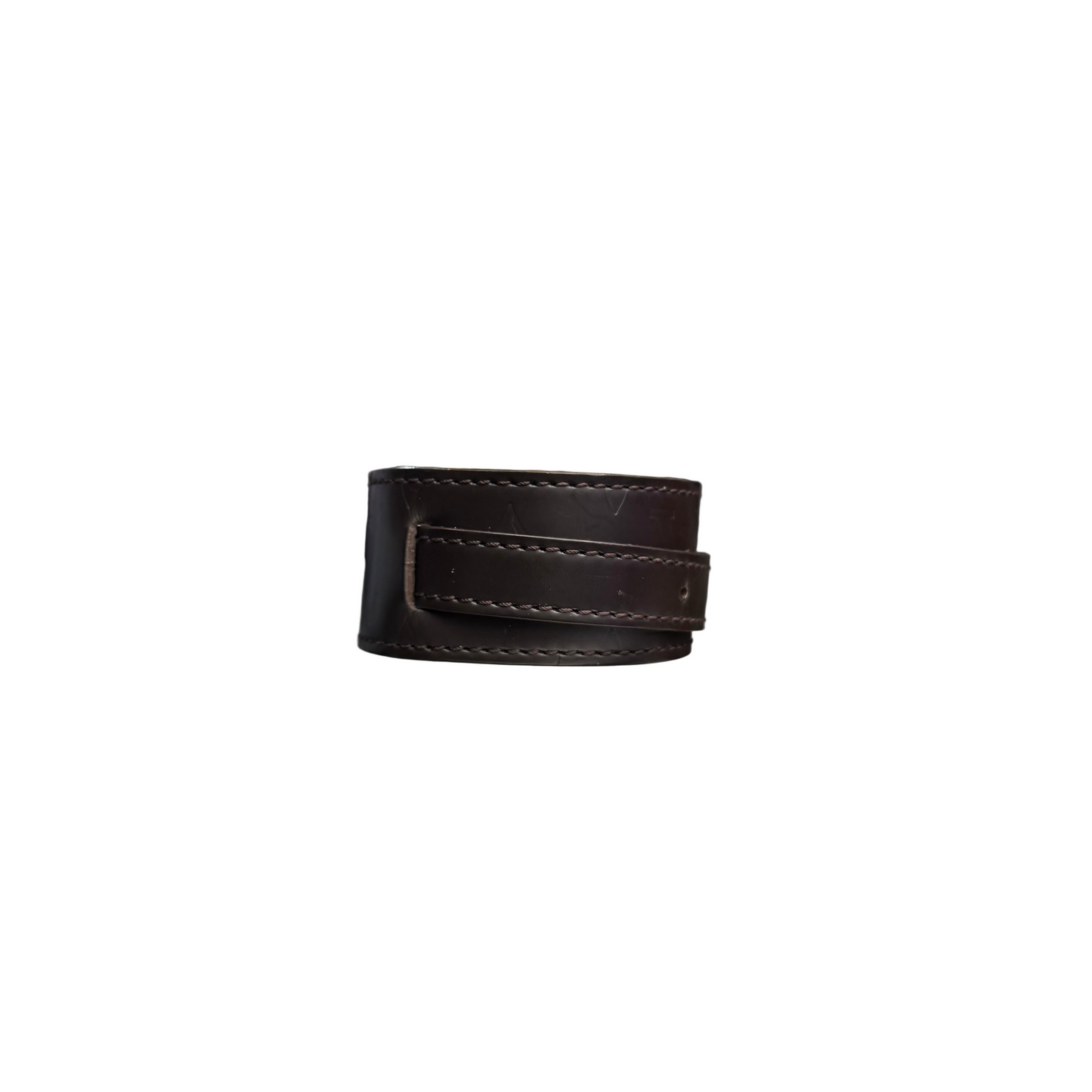 LV Monogram Leather Bracelet Bangle Brown