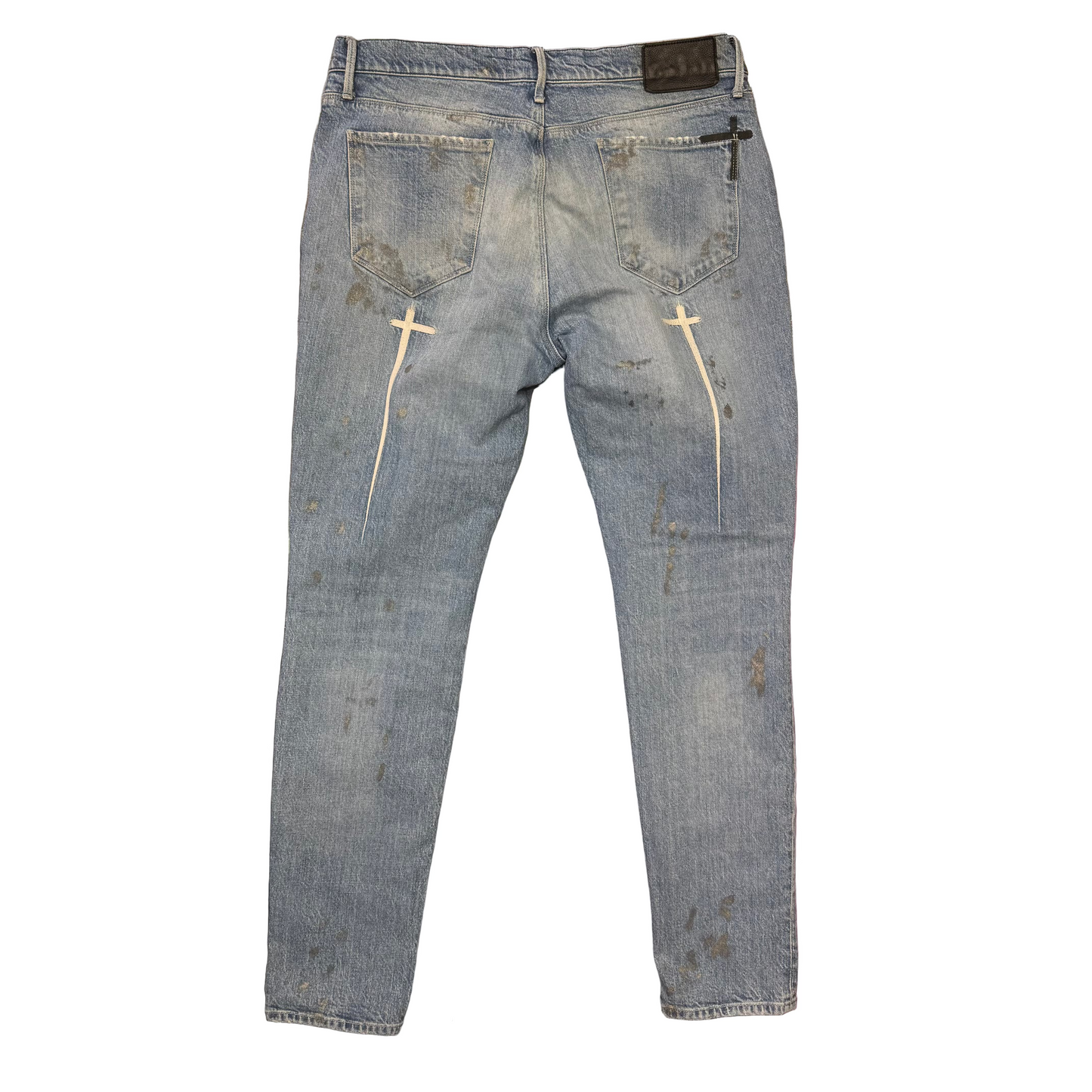 RTA Embroidered Distressed Jeans Blue
