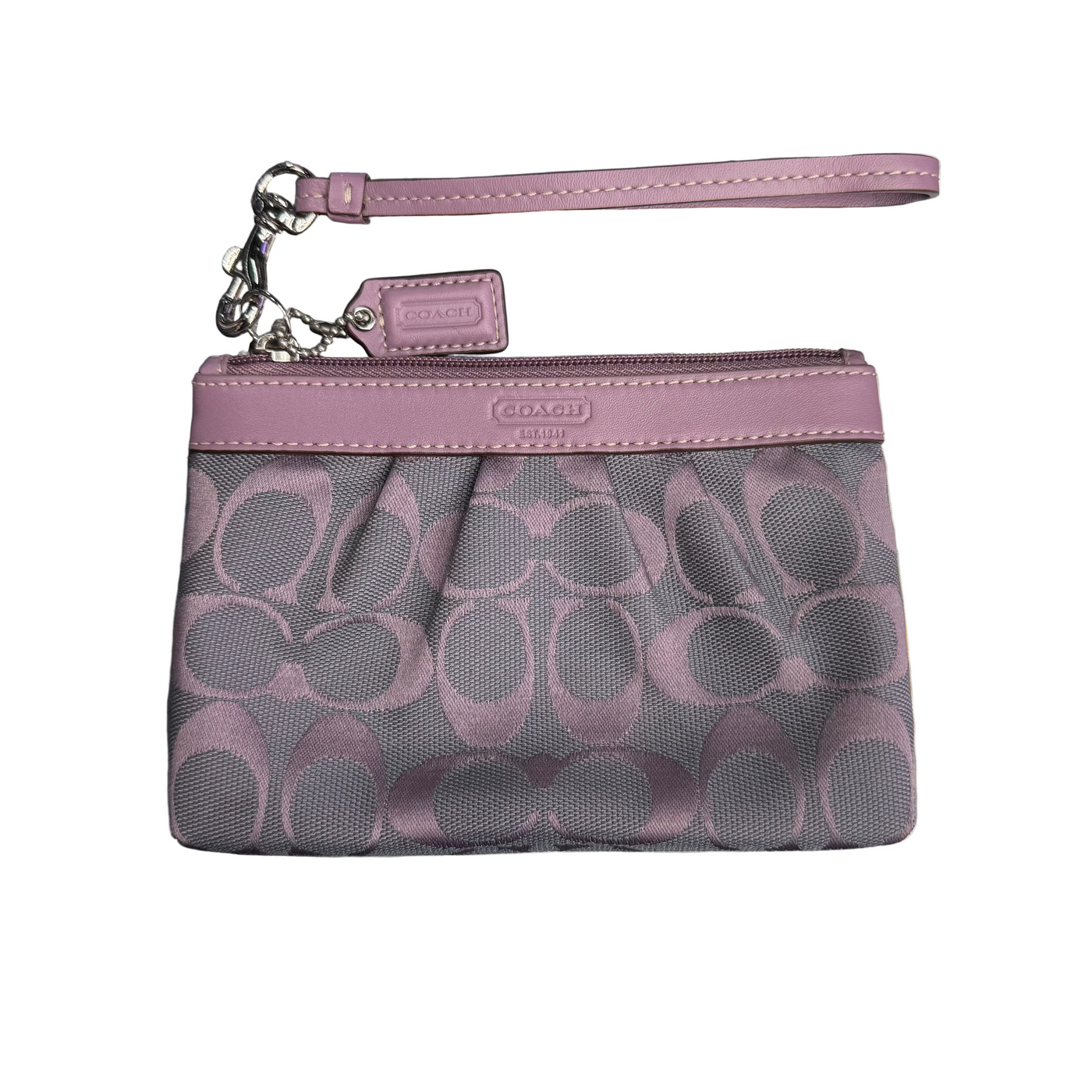 Coach Wristlet Purse Lavender Gray Sateen