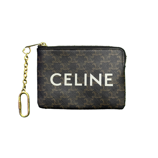 Celine Print Triomphe Canvas Coin Purse Black