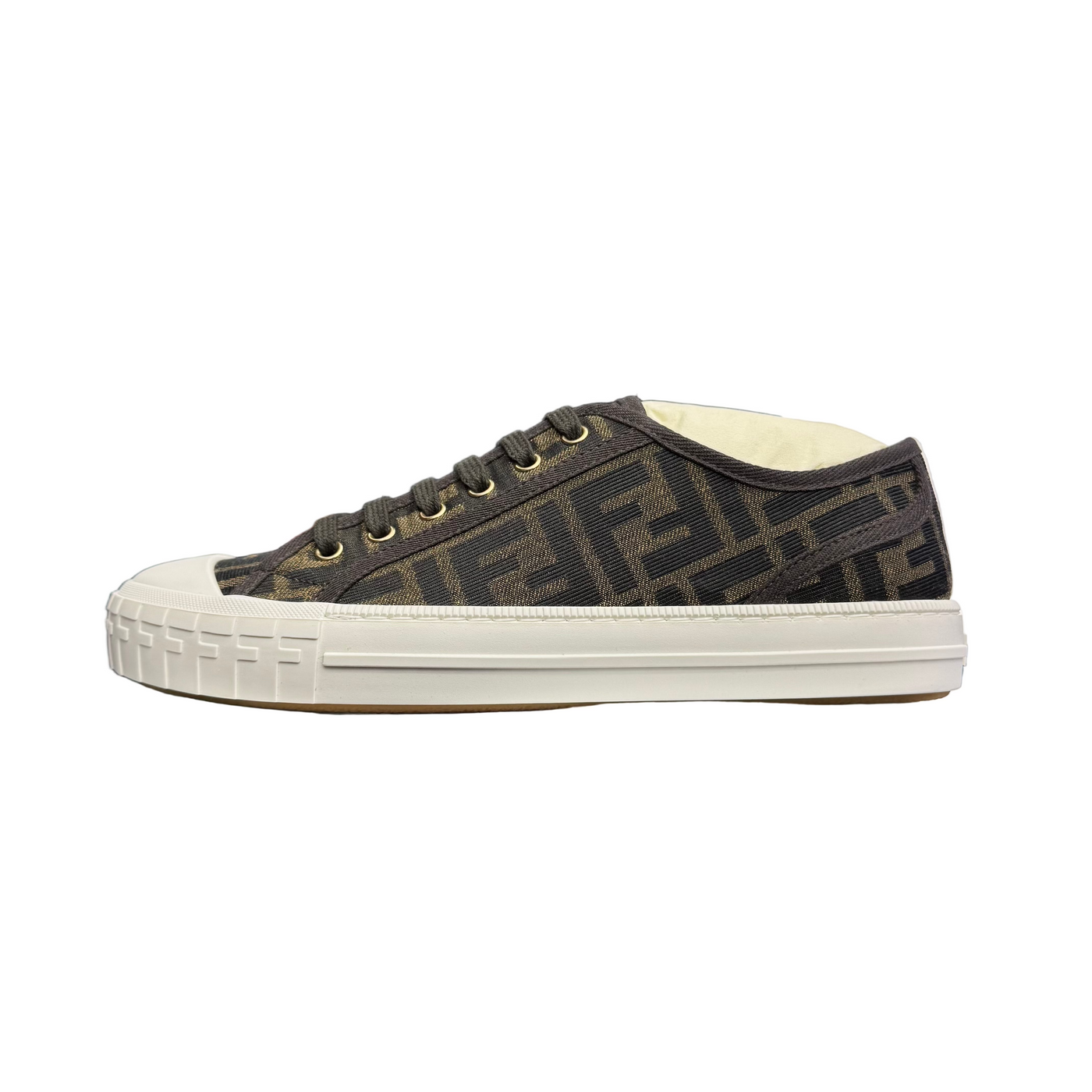 Fendi FF Jacquard Low-Top Sneakers Brown