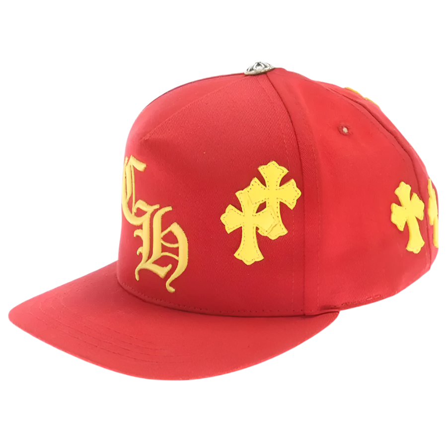 Chrome Hearts Cross Leather Patch Hat Red Yellow