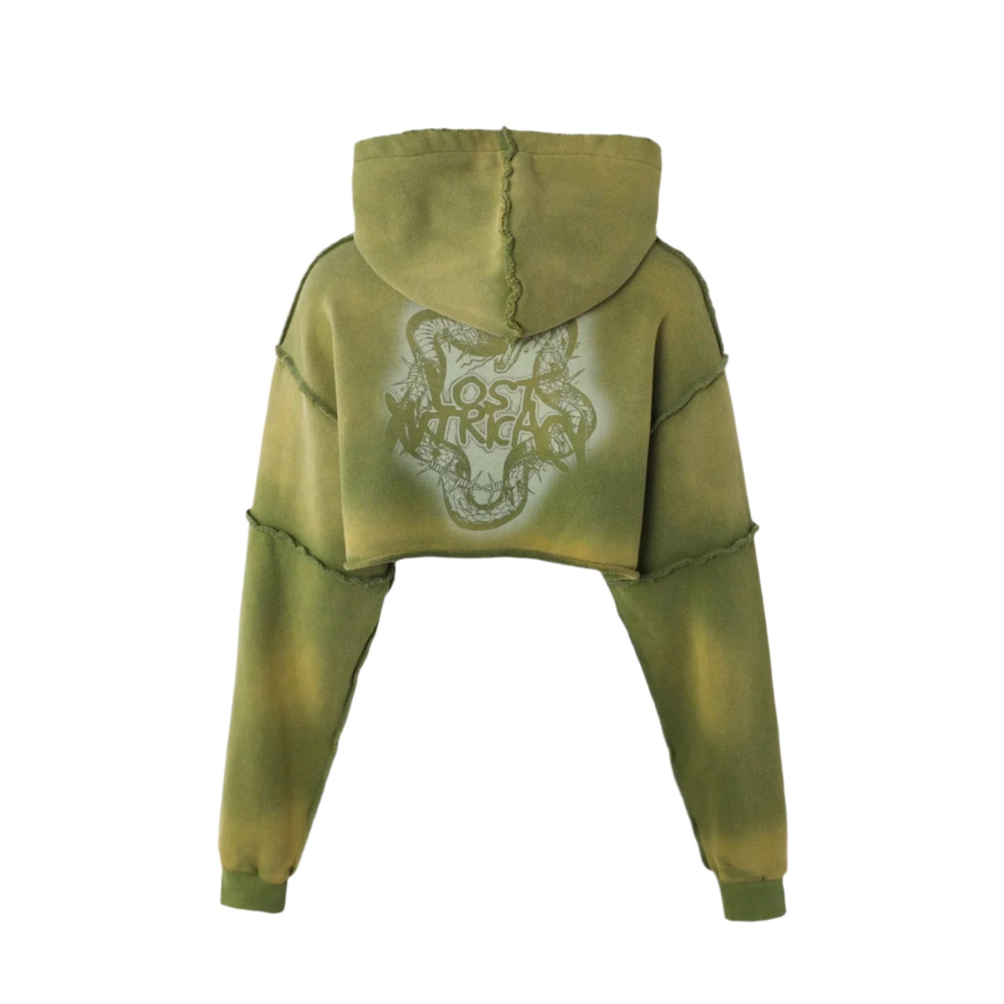 Lost Intricacy Olive Cropped Zip Up Hoodie