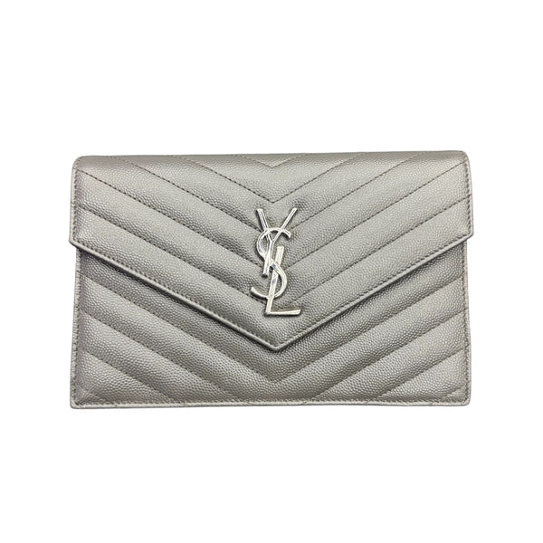 Saint Laurent Cassandre Quilted Shoulder Bag Grey