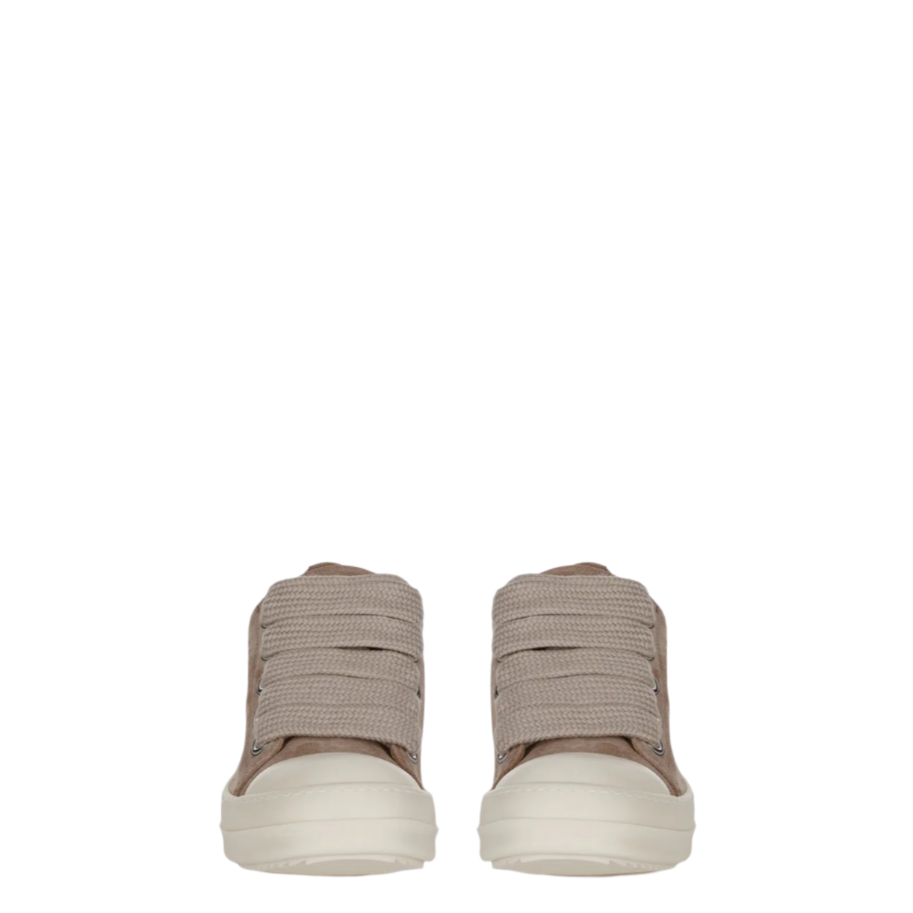 Rick Owens Hollywood Jumbolaced Low Sneaks Flesh / Milk Velour Suede