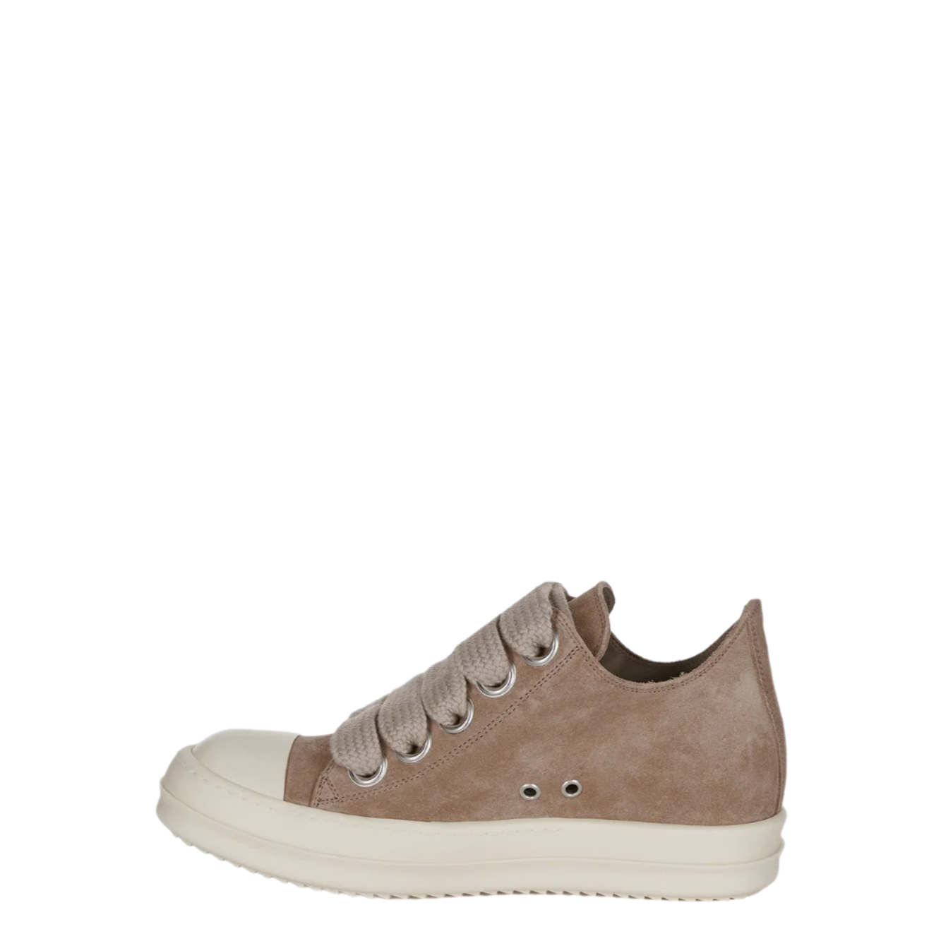 Rick Owens Hollywood Jumbolaced Low Sneaks Flesh / Milk Velour Suede