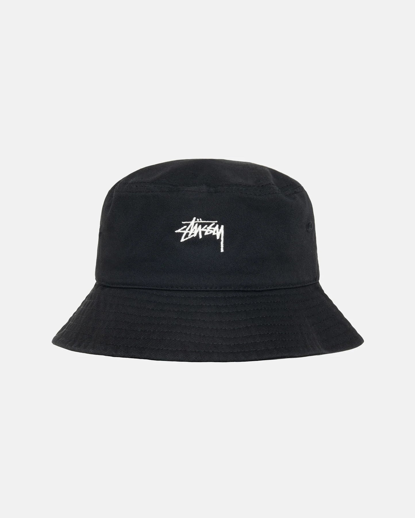 Stüssy Logo Embroidered Bucket Hat Black