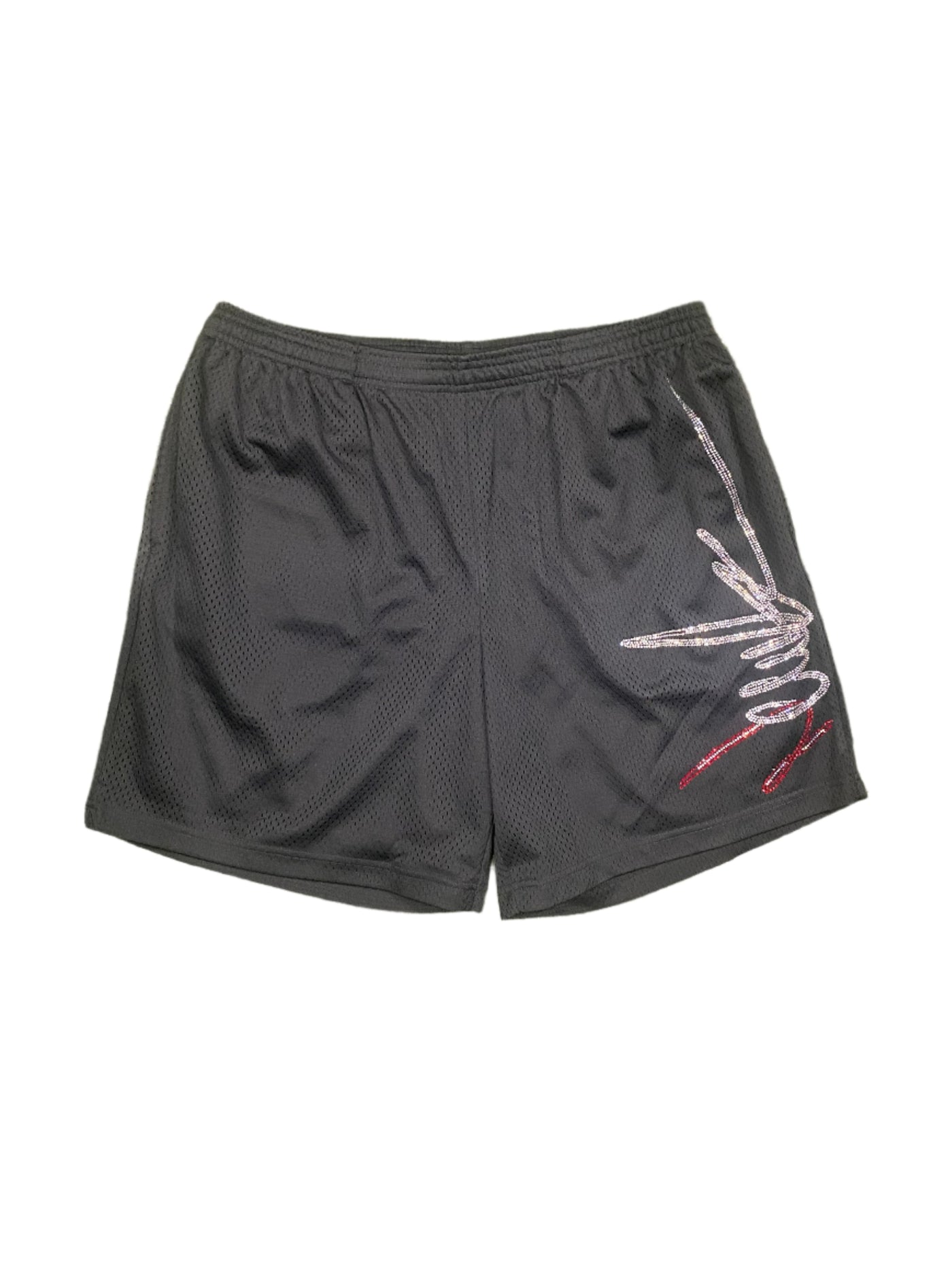 NewYrrk Black Basketball Shorts Logo w/ White Red Crystal