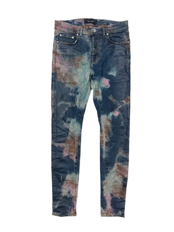 Purple Brand Spray Pattern Bleached Slim Fit Jeans