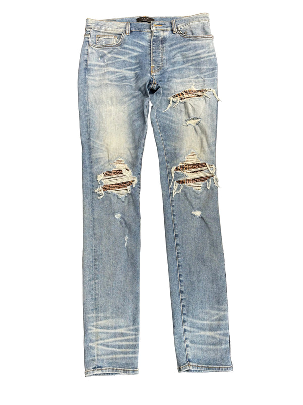 Amiri MX1 Skinny Fit Stretch Denim In Light Blue Wash Jeans