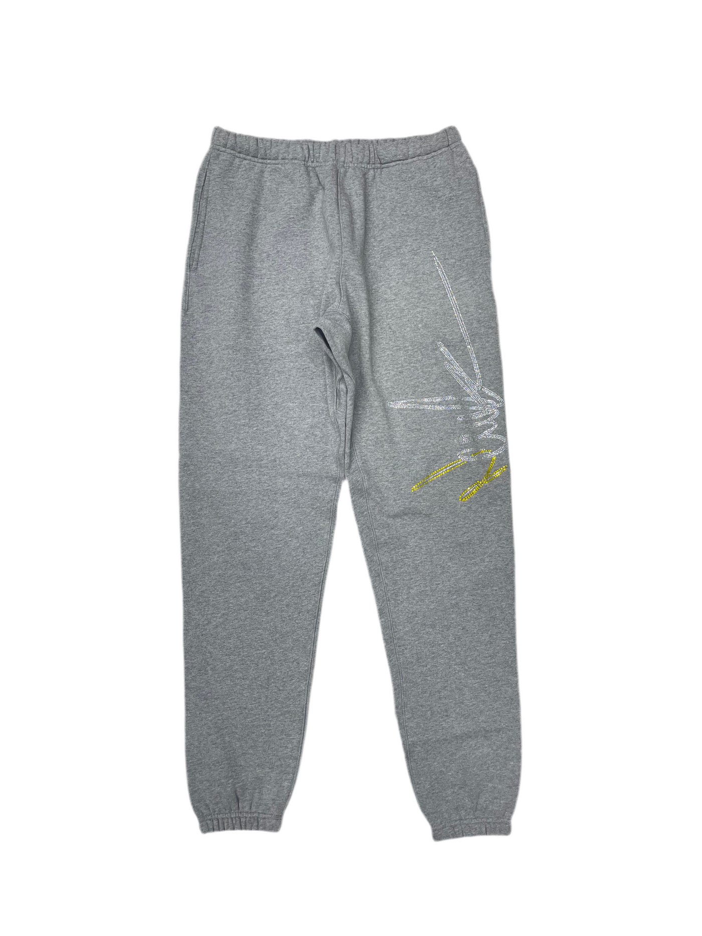 NewYrrk Gray Sweatpants w/ Yellow White Crystal