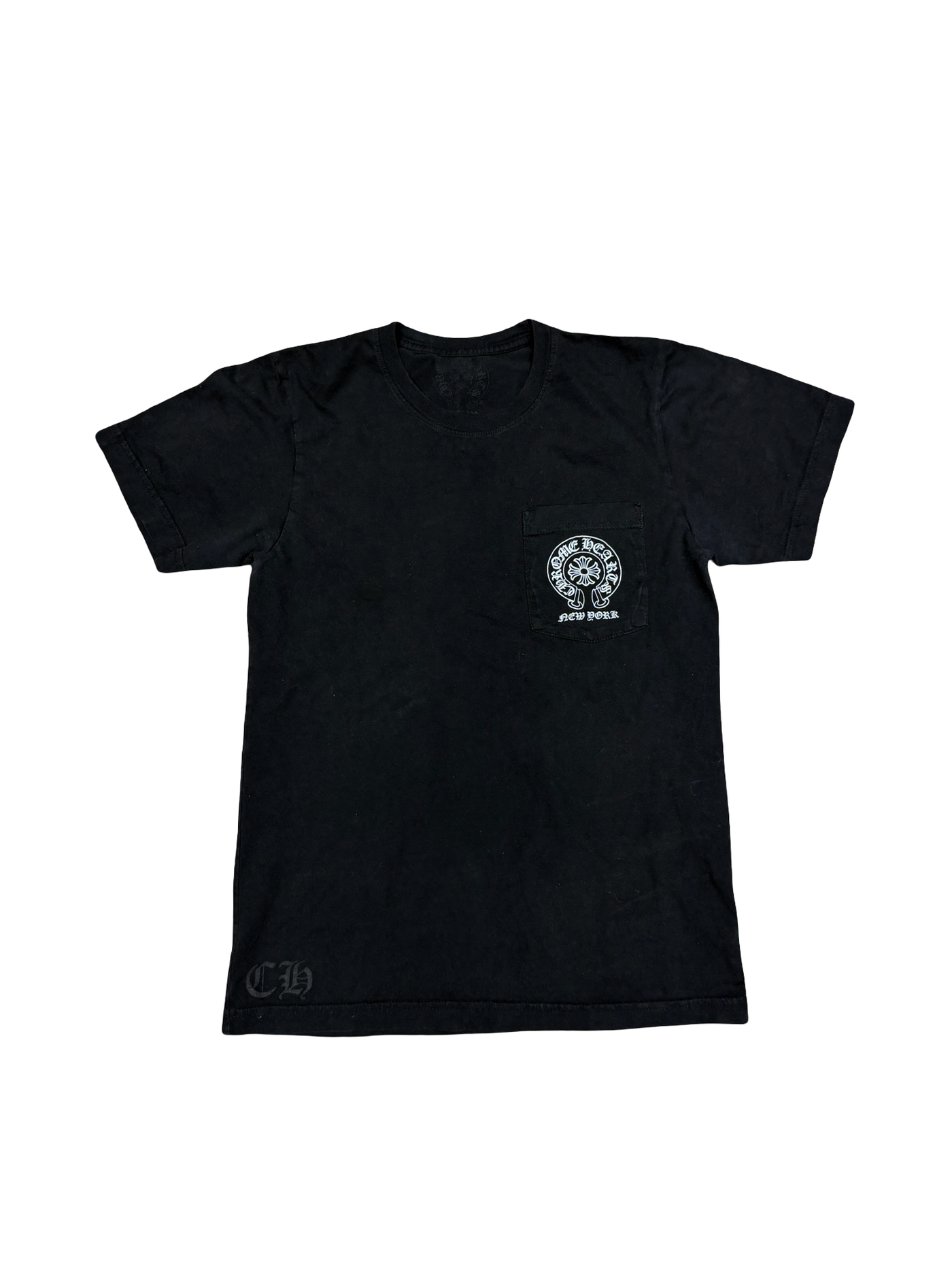 Chrome Hearts Horse Shoe Logo NYC Pocket T-Shirt Black White