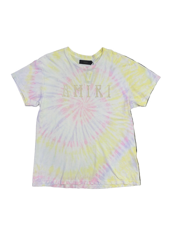 Amiri Flocked Logo Tie-Dyed T-Shirt White
