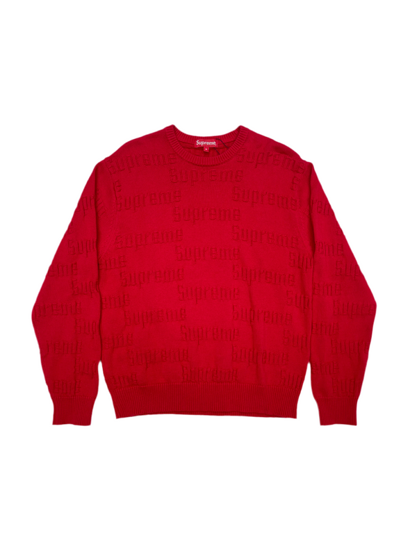 FW19 Supreme Raised Logo Sweater Red