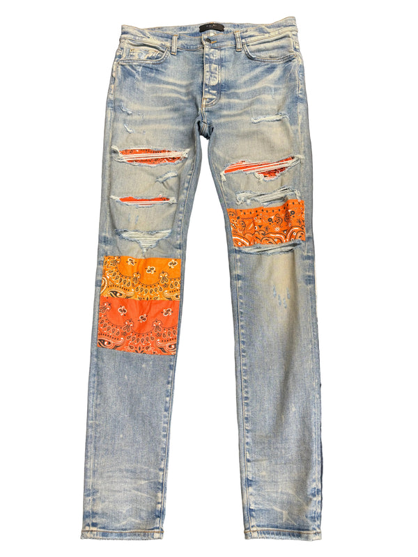 Amiri Vintage Bandana Artpatch Jeans Clay Indigo Wash