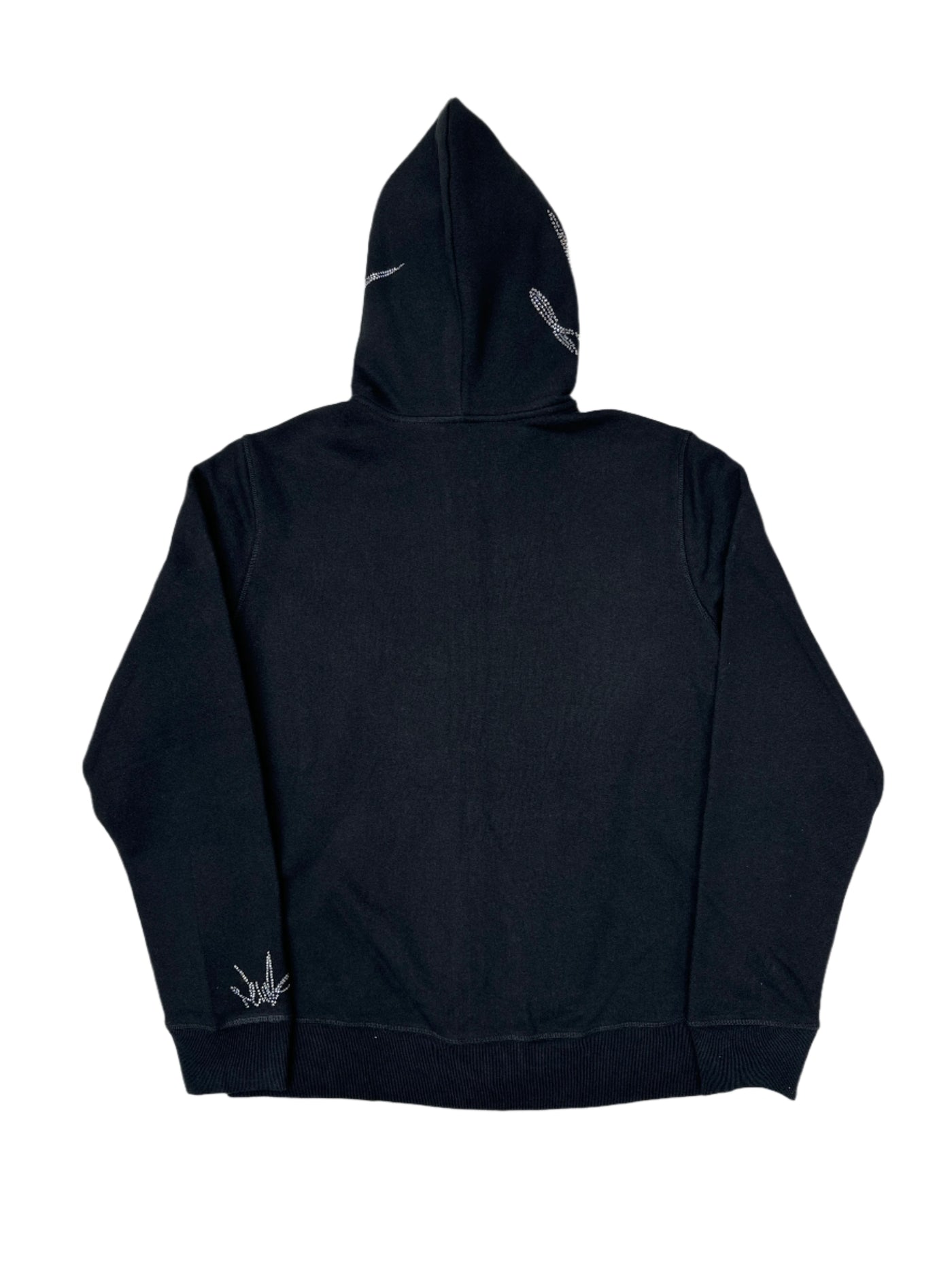 NewYrrk Black Zip-Up Hoodie w/ White Crystals