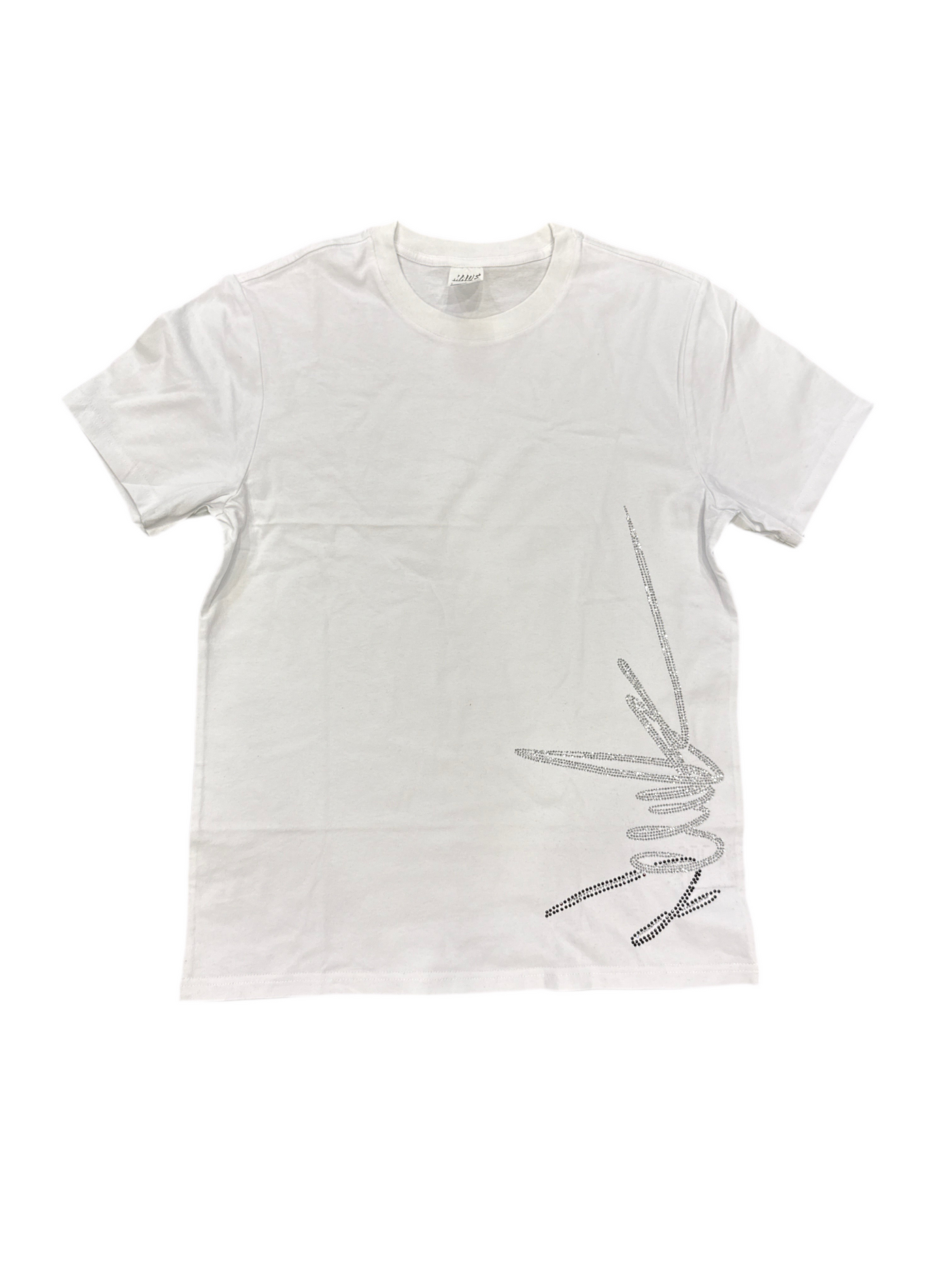 NewYrrk White T-Shirt Side Logo w/ Burgundy White Crystals