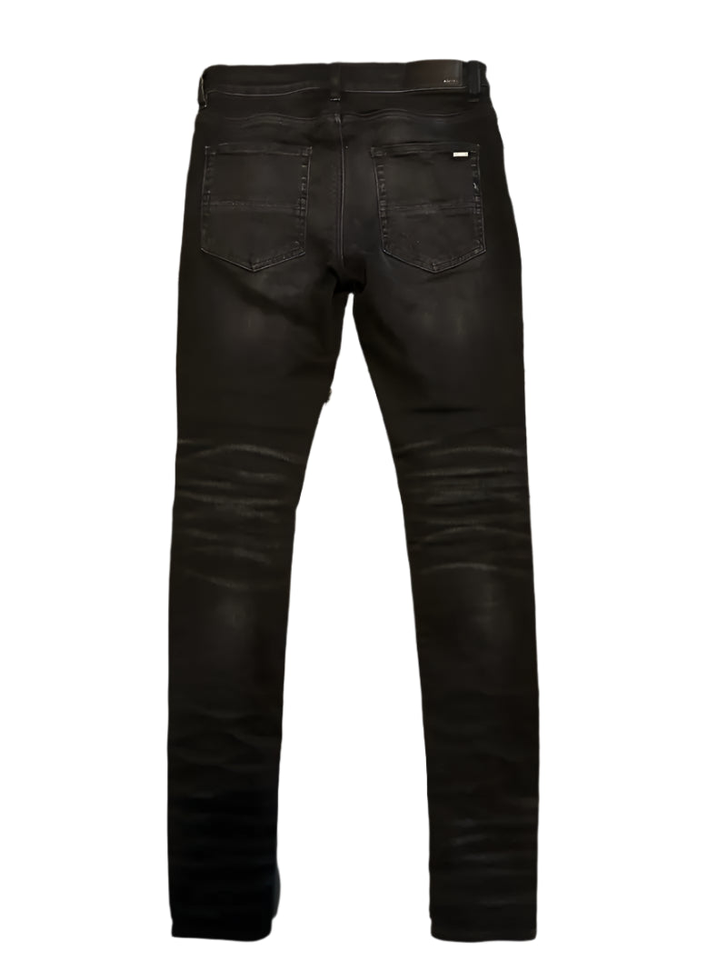 Amiri Leopard Print Thrasher Jeans Black