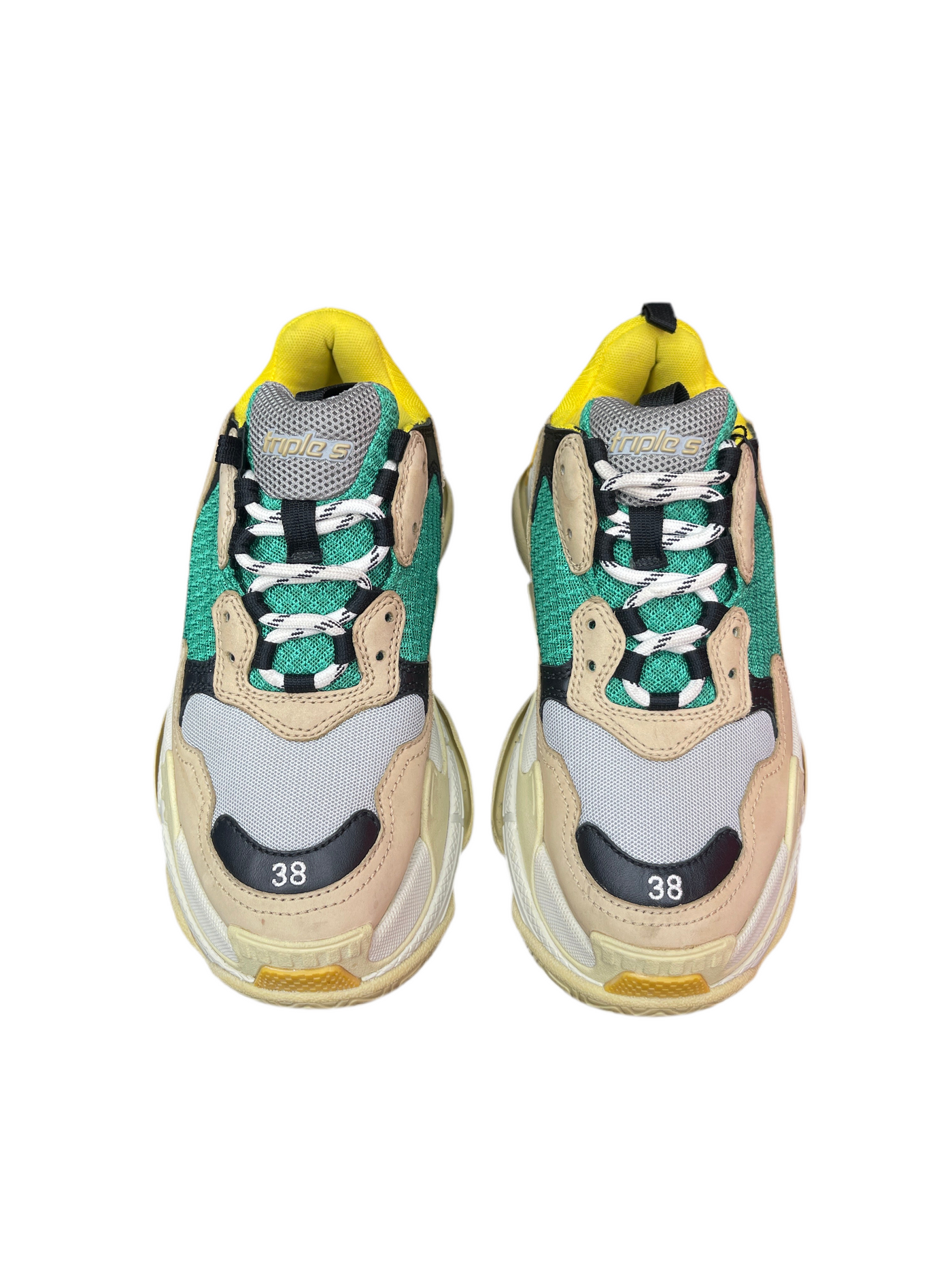 WMNS Balenciaga Triple S Beige Green Yellow