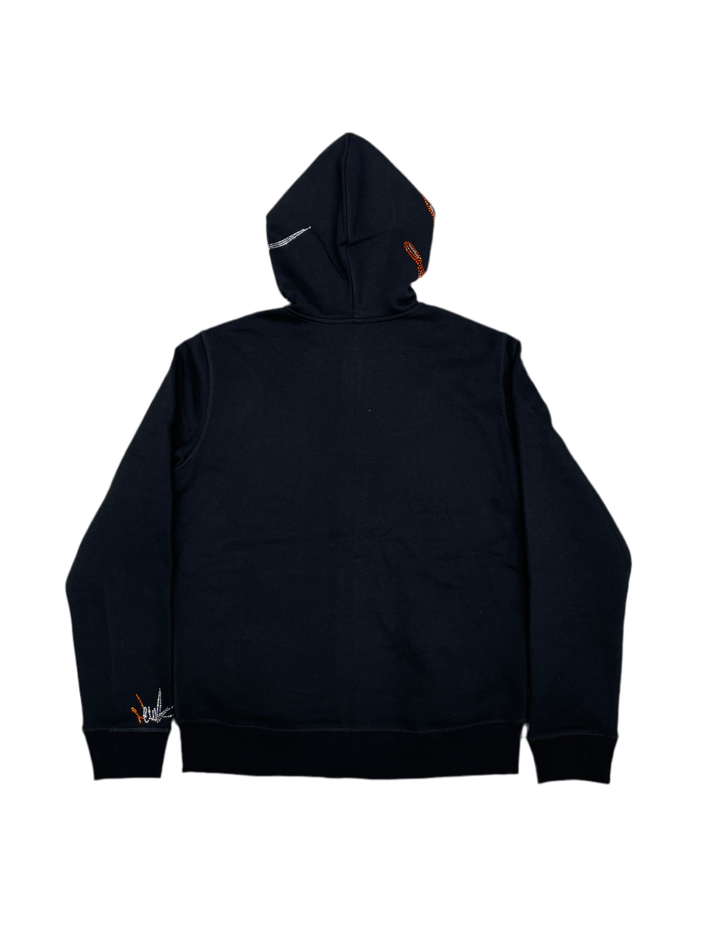 NewYrrk Black Zip-Up Hoodie Side Logo w/ Orange White Crystal