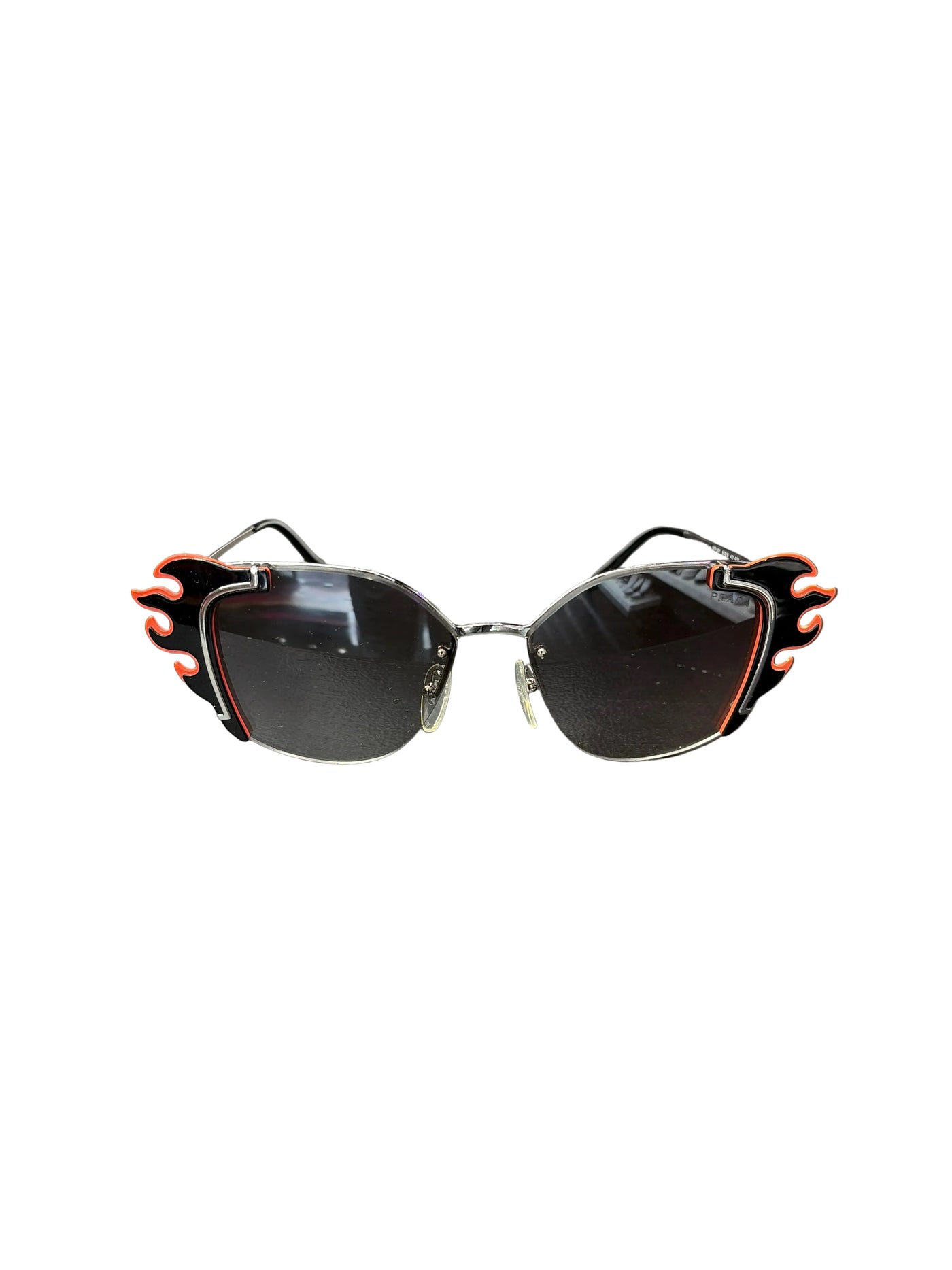 Prada Cat-Eye Flame Sunglasses Black Orange