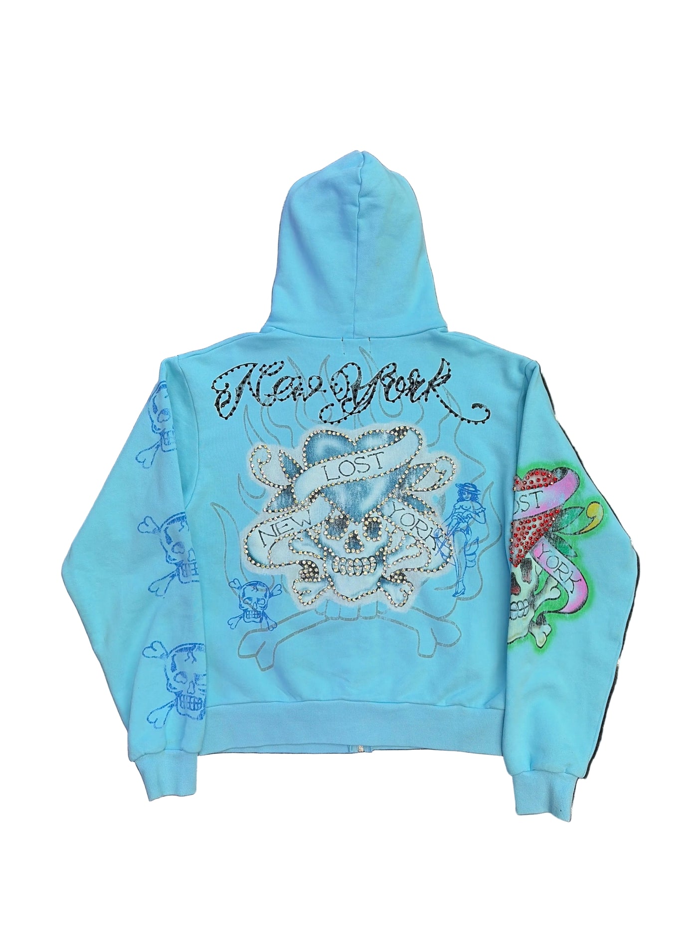 Lost Intricacy Ink and Bones Hoodie Light Blue