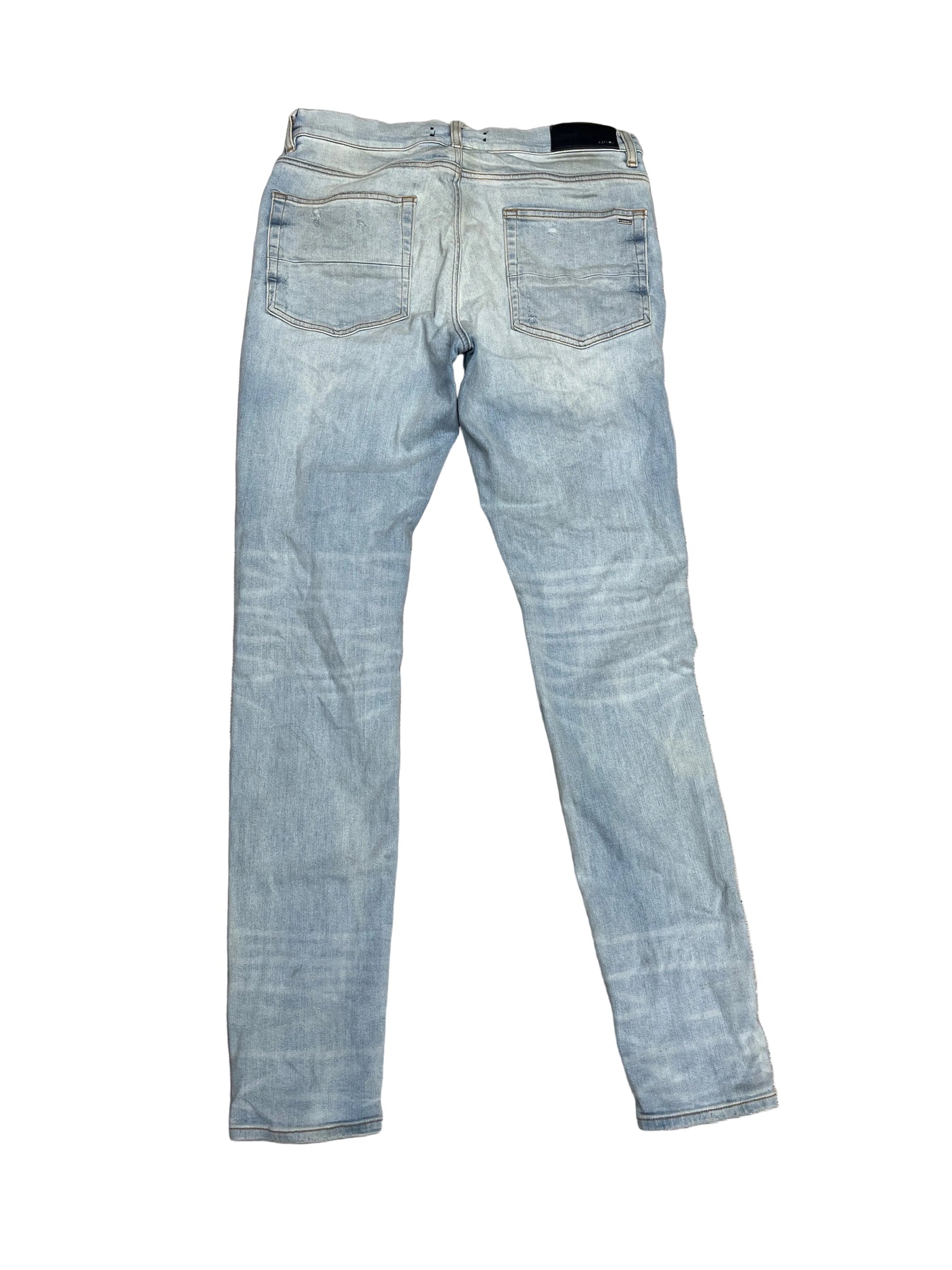 Amiri MX1 Plaid Jeans aqua blue patches