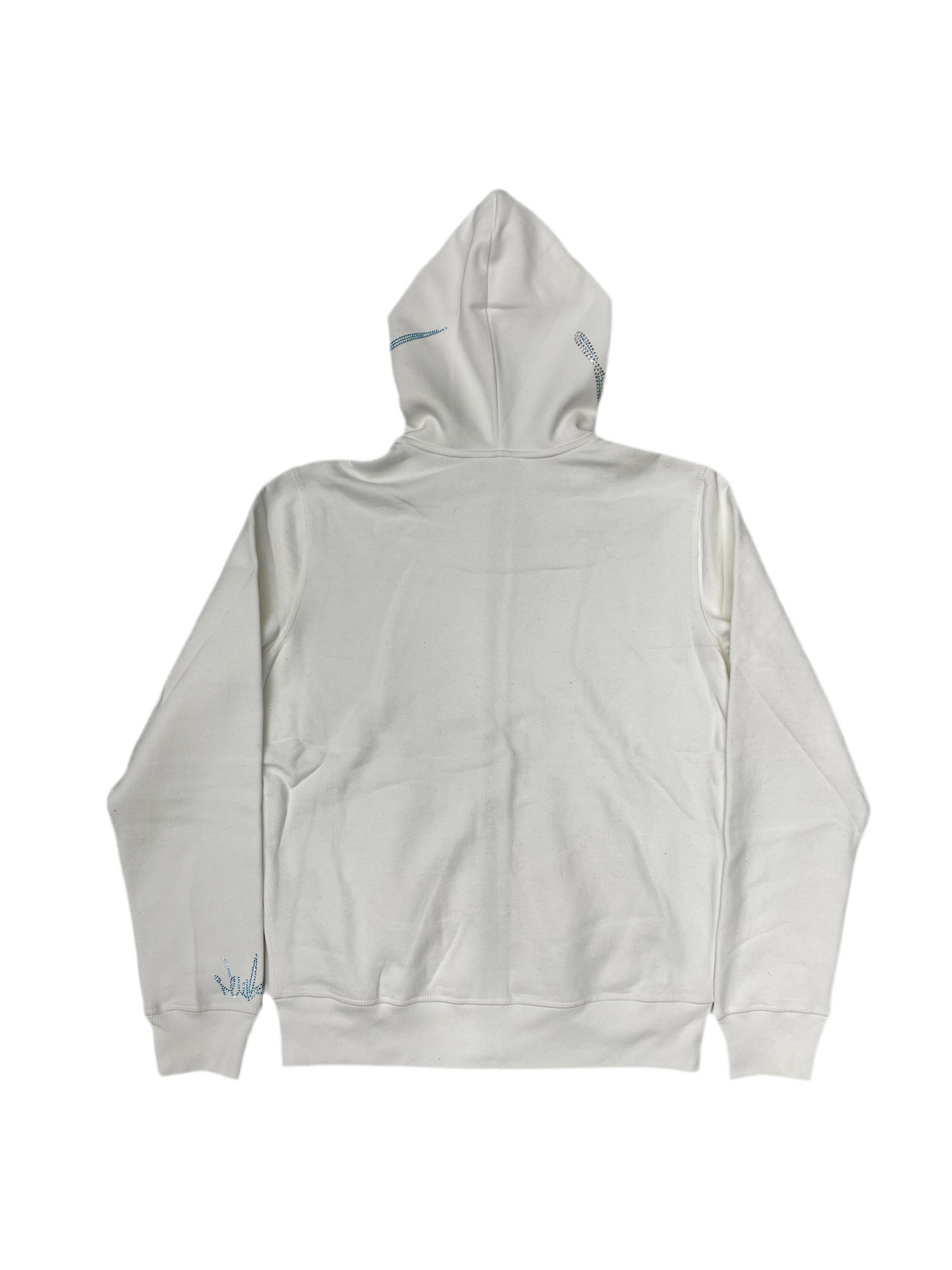 NewYrrk White Zip-Up Hoodie w/ White Light Blue Crystal