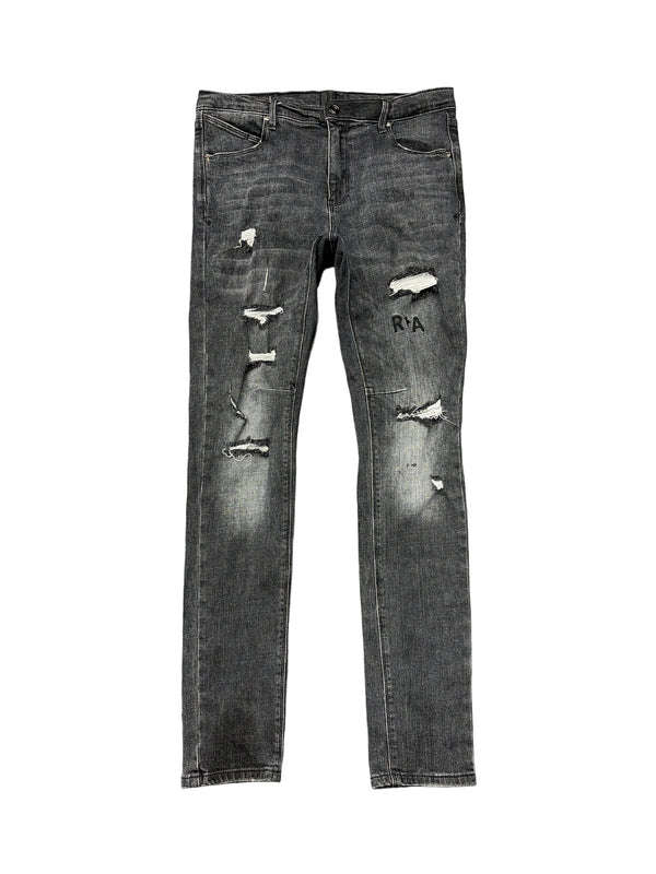 RTA Bryant Distressed Grey Skinny Jeans Black