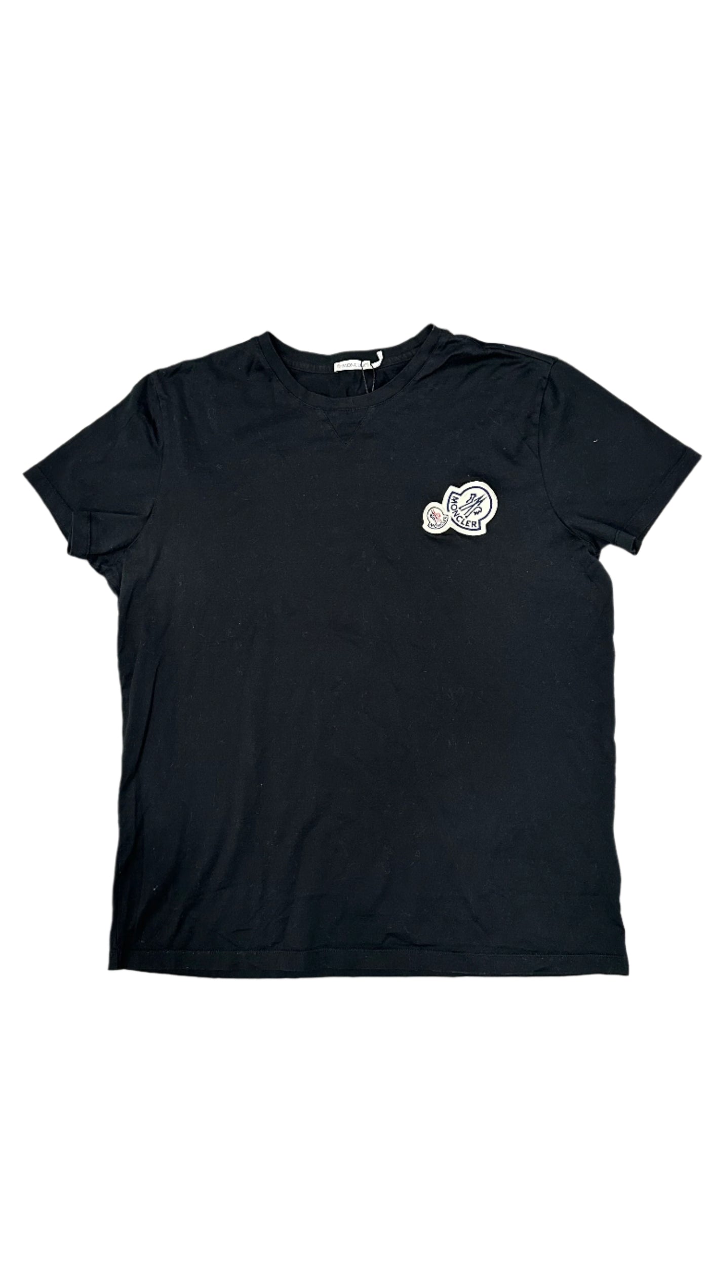 Moncler Black Double Logo Patch Cotton T-Shirt