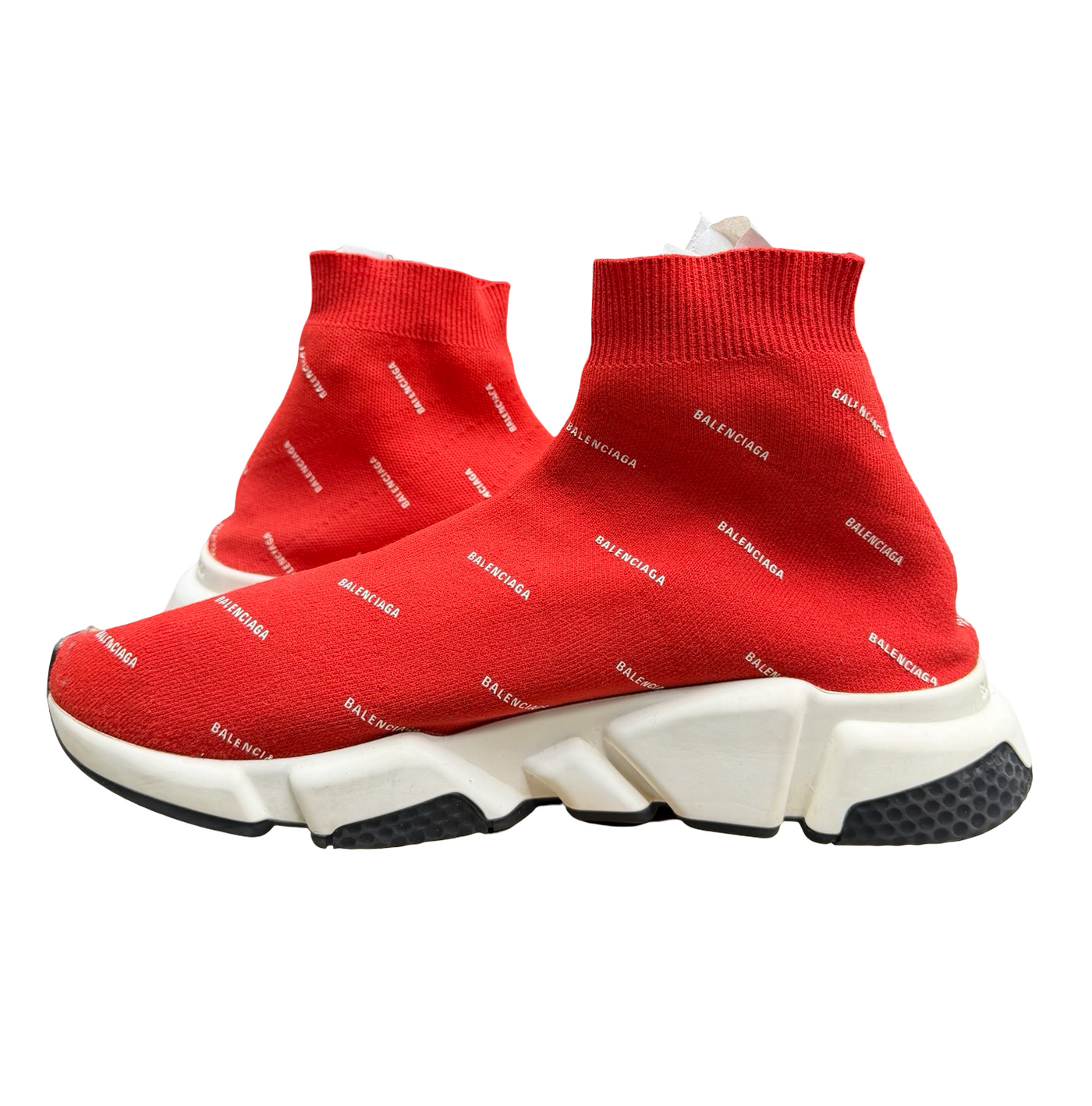 Balenciaga Speed Trainer Logo Print Red White